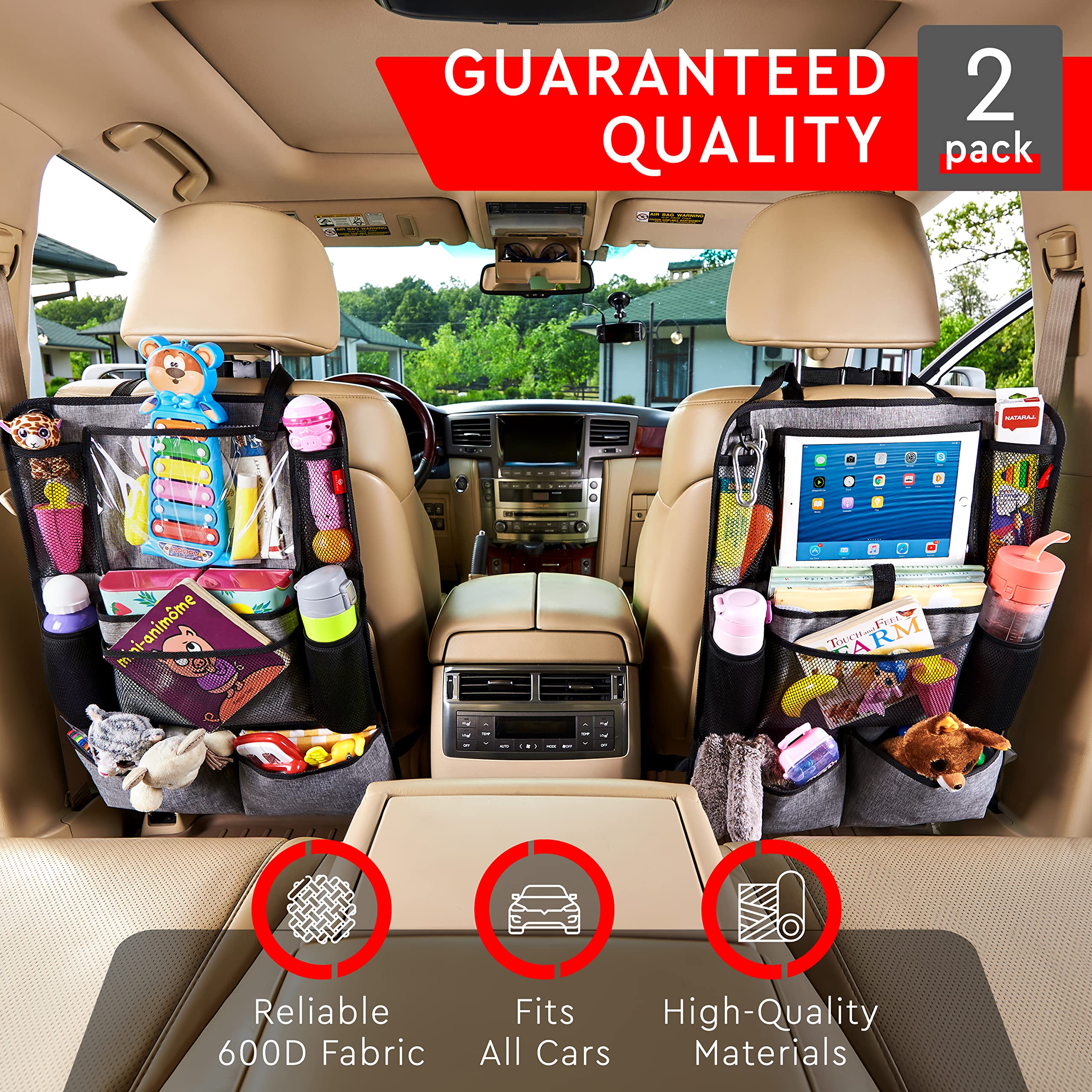 Helteko Backseat Car Organizer, Kick Mats Back Seat Protector With Touch Screen Tablet Holder, Organizer For Kids, Travel Access