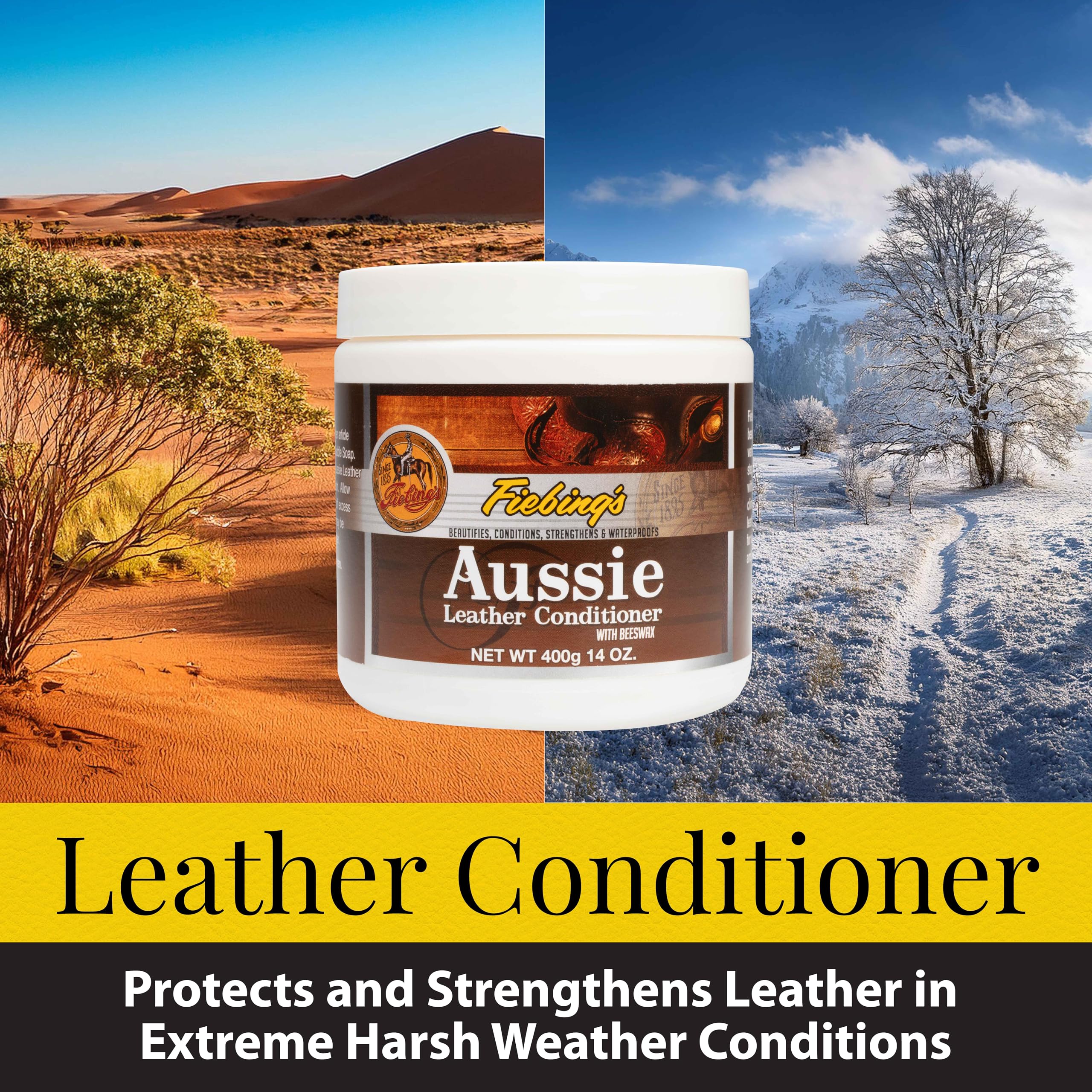 Fiebing's Aussie Leather Conditioner (14 oz) - Contains Beeswax to Withstand Hot Conditions - Preserve, Moisturize, Strengthen,