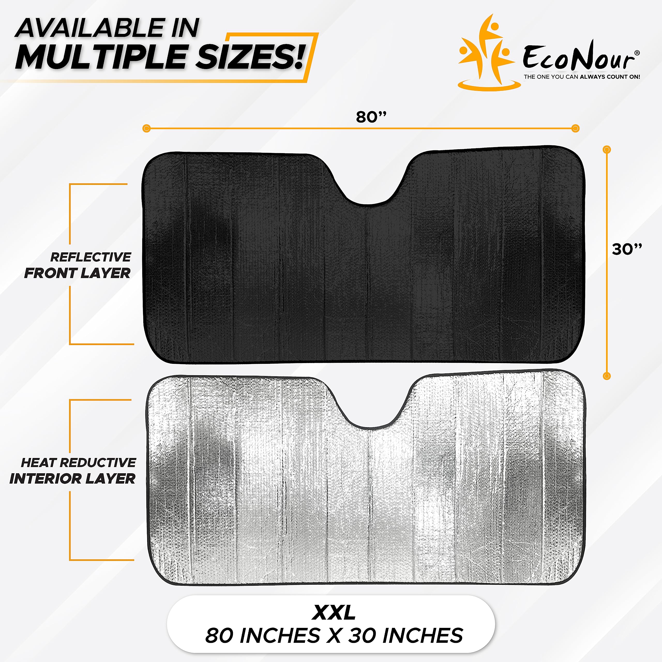 Econour Accordion Sun Shade Windshield For Trucks | Automotive Windshield Sun Shade To Keep Your Rig Safe | Fits For Semi Truck