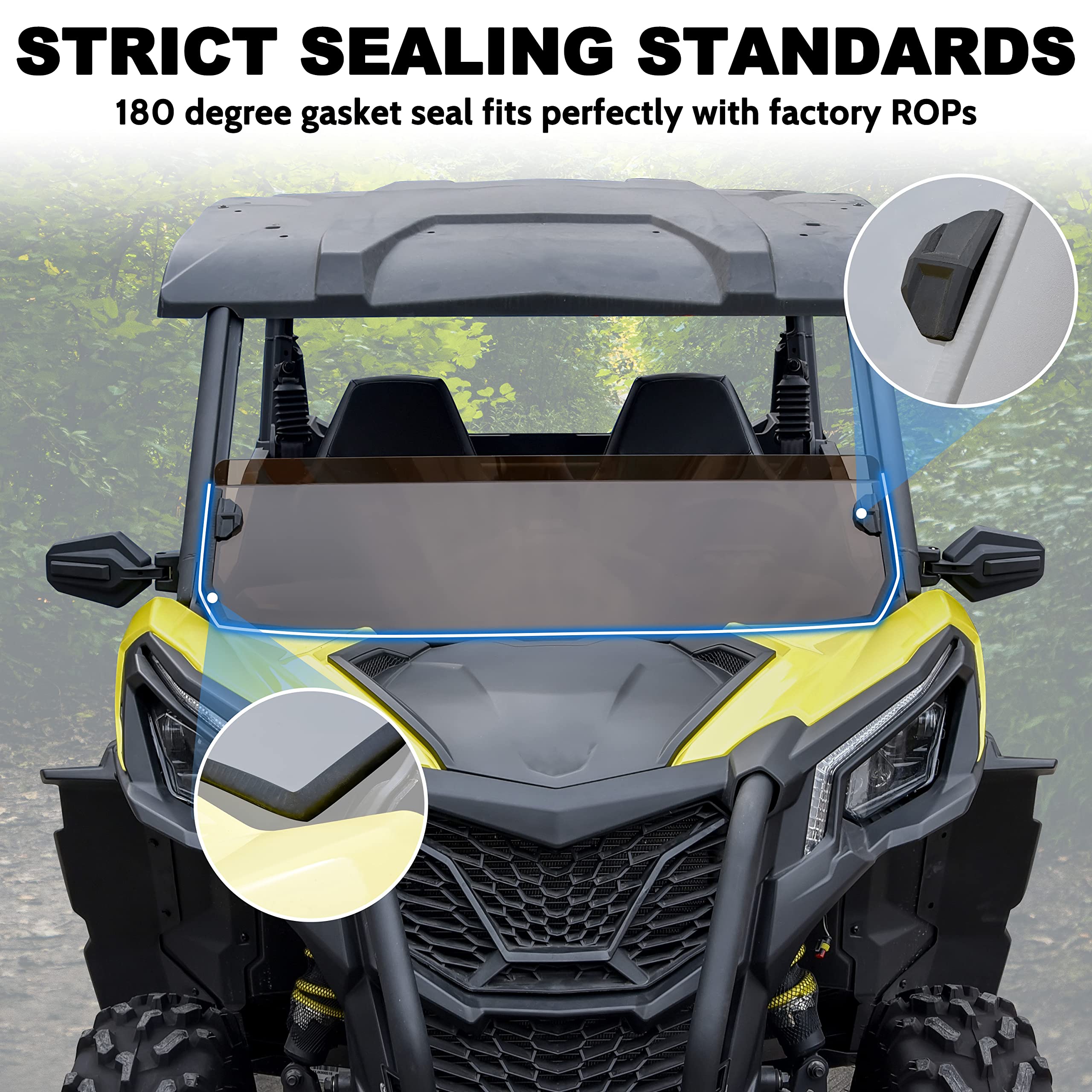 Sautvs Dark Tinted Front Half Windshield For Can-Am Trail Sprot Commander, Tinted Dustproof Durable Hard Coat Front Half Windscreen For Can Am Trail Sport 2018-2024 / Commander 2021-2024 Accessories