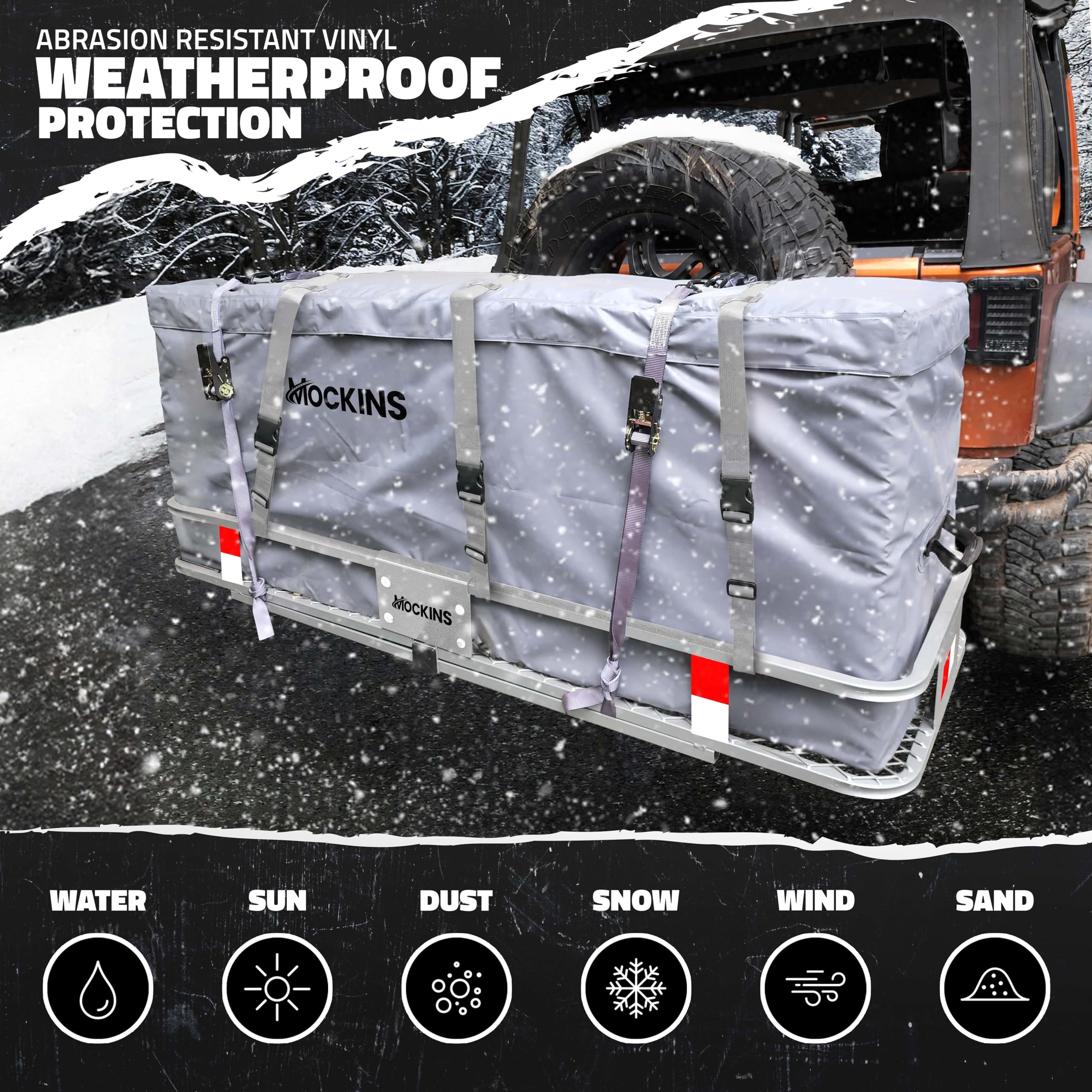 Mockins 60'X20'X6' Folding Trailer Hitch Cargo Carrier Rack 500 Lbs Cap| Vehicle Soft-Shell Carriers W/Waterproof Truck Bed Cargo Bag | Cargo Carrier Hitch Mount | Tow Hitch Cargo Basket For Suv &Car