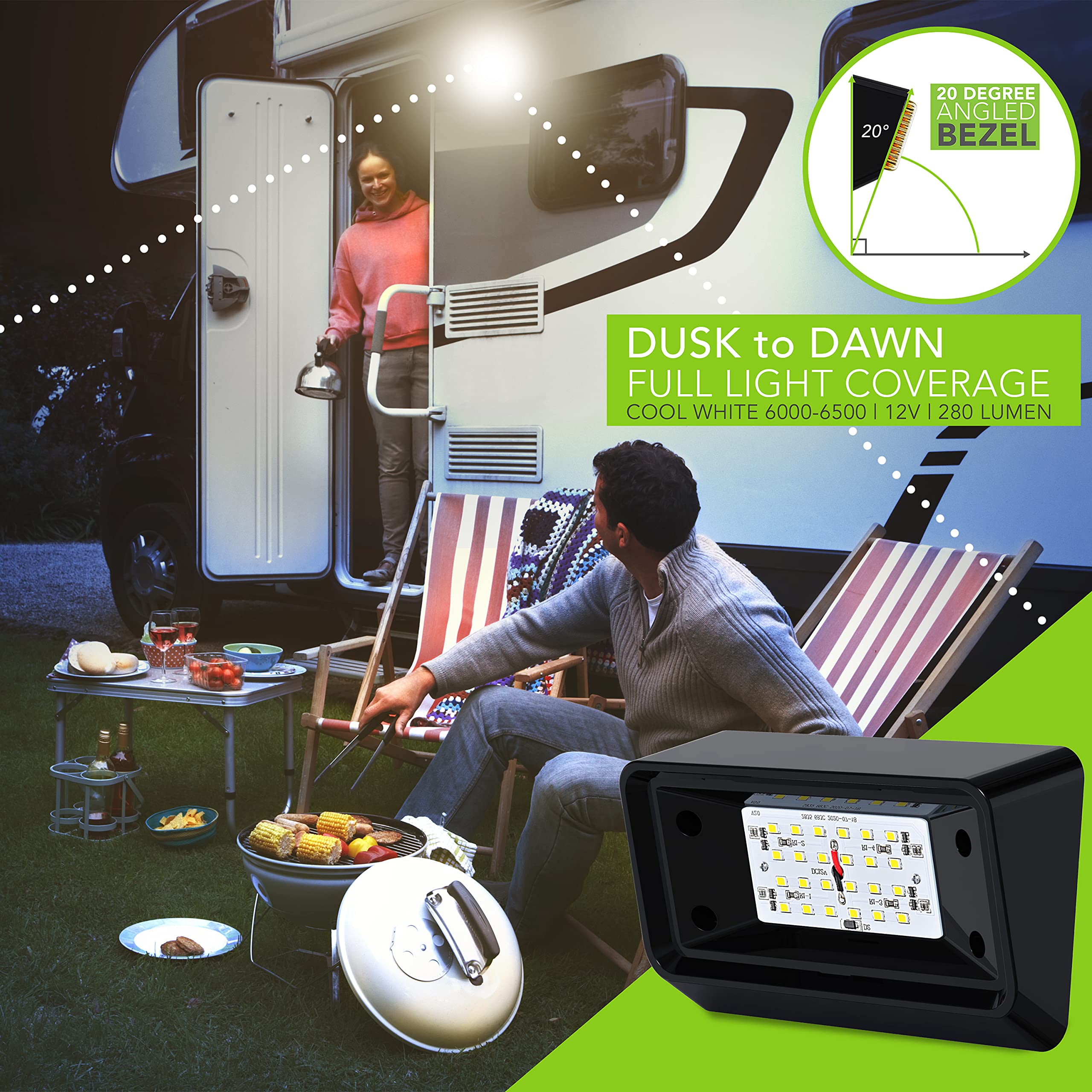 Leisure Led 2 Pack Rv Exterior Porch Utility Light 12V 280 Lumen Lighting Fixture. Replacement Lighting For Rvs, Trailers, Campe