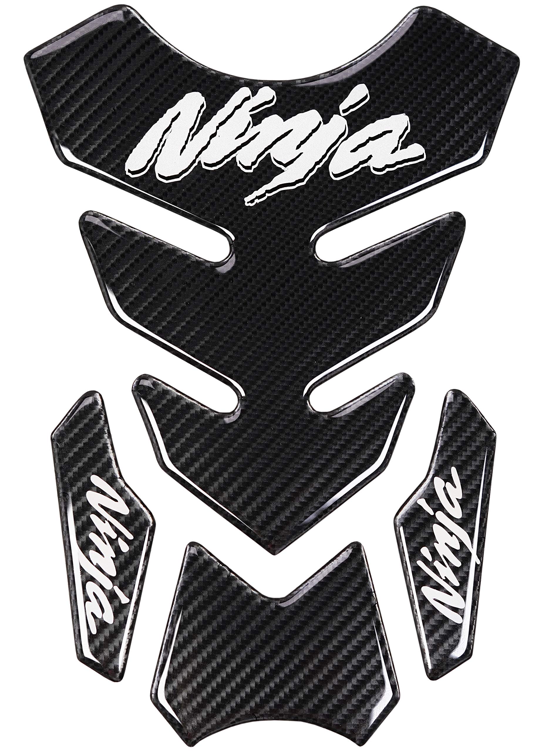 Revsostar 5D Real Carbon Fiber Chrome Decal Sticker Vinyl Decal Emblem Protection Gas Tank Pad For Ninja 250 300 All Series With Keychain