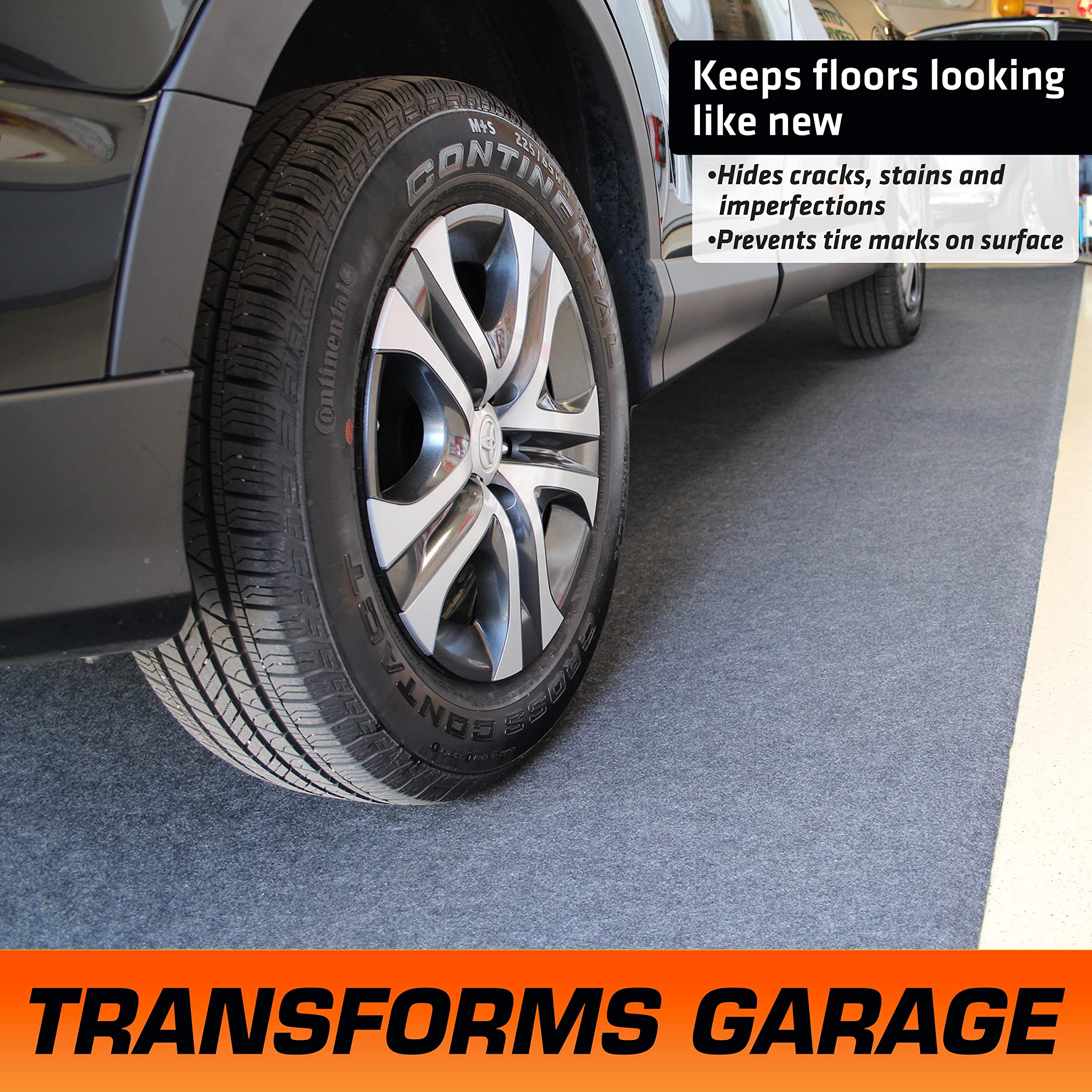 Armor All Original Garage Floor Mat, (17' x 7'4), (Includes Double Sided Tape), Protects Surfaces, Transforms Garage - Absorbe