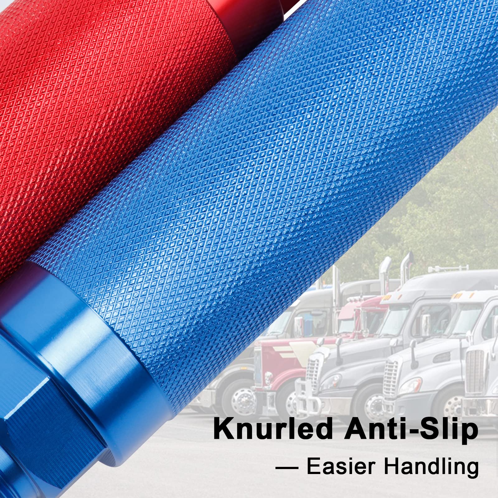 Dazakoot Glad Hand Handles For Semi Truck, Air Glad Hand Grip For Semi Trucks And Trailers, Extension Handle Set For Easier Coupling - Red And Blue