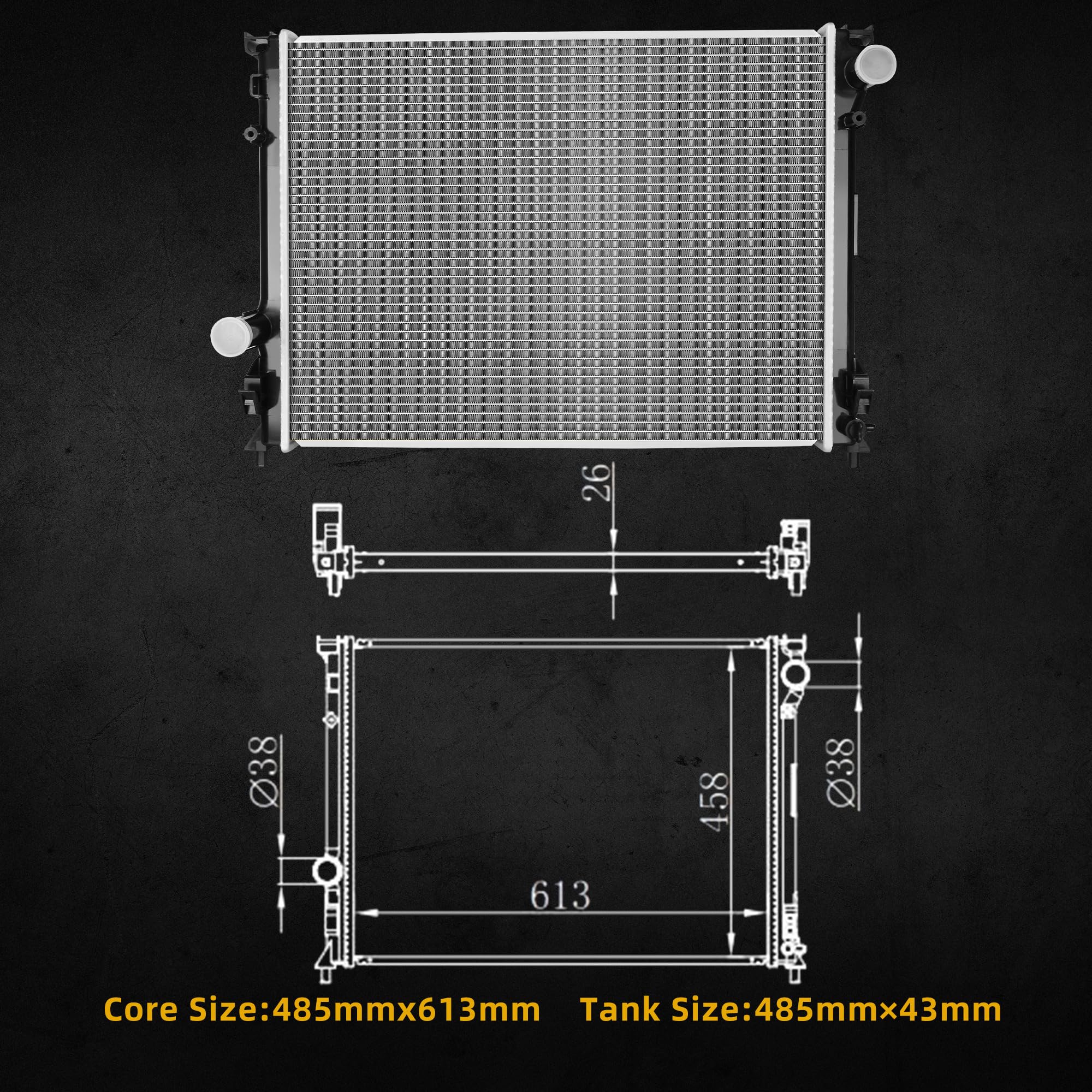 Dwvo Radiator Compatible With 2009-2020 Dodge Charger Challenger 2009 2010 2011 2012 2013 2014 2015 2016 2017 2018 2019 2020 Chr