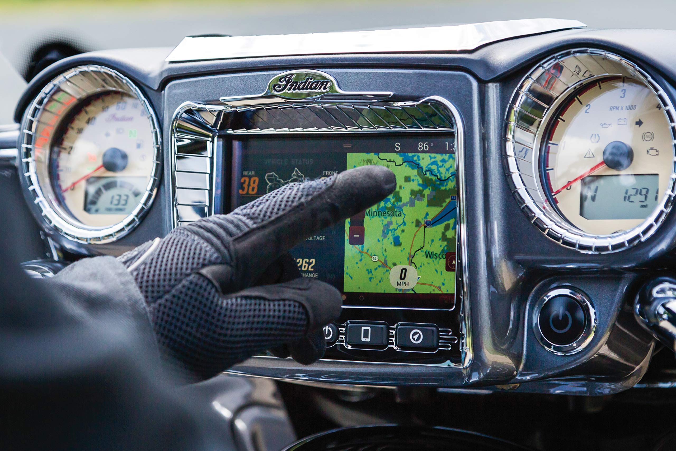 Kuryakyn 5198 Motorcycle Accessory: Aztec Stereo Accent For 2017-2019 Indian Chieftain & Roadmaster Motorcycles, Chrome