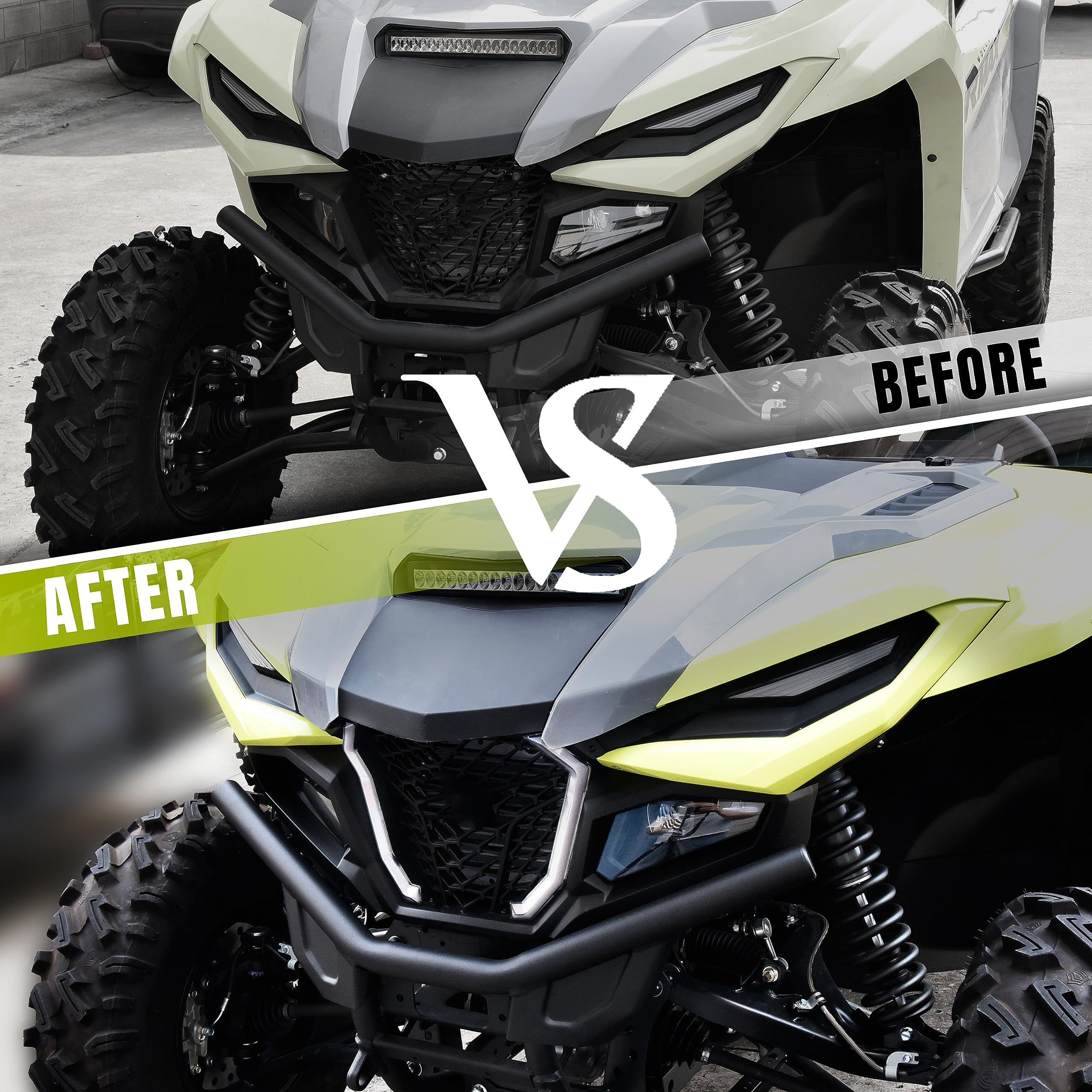 SAUTVS Front Grill Accent Fang Lights for Yamaha RMAX 1000, LED Grille Lights with Turn Signals Lamps for Yamaha Wolverine RMAX2