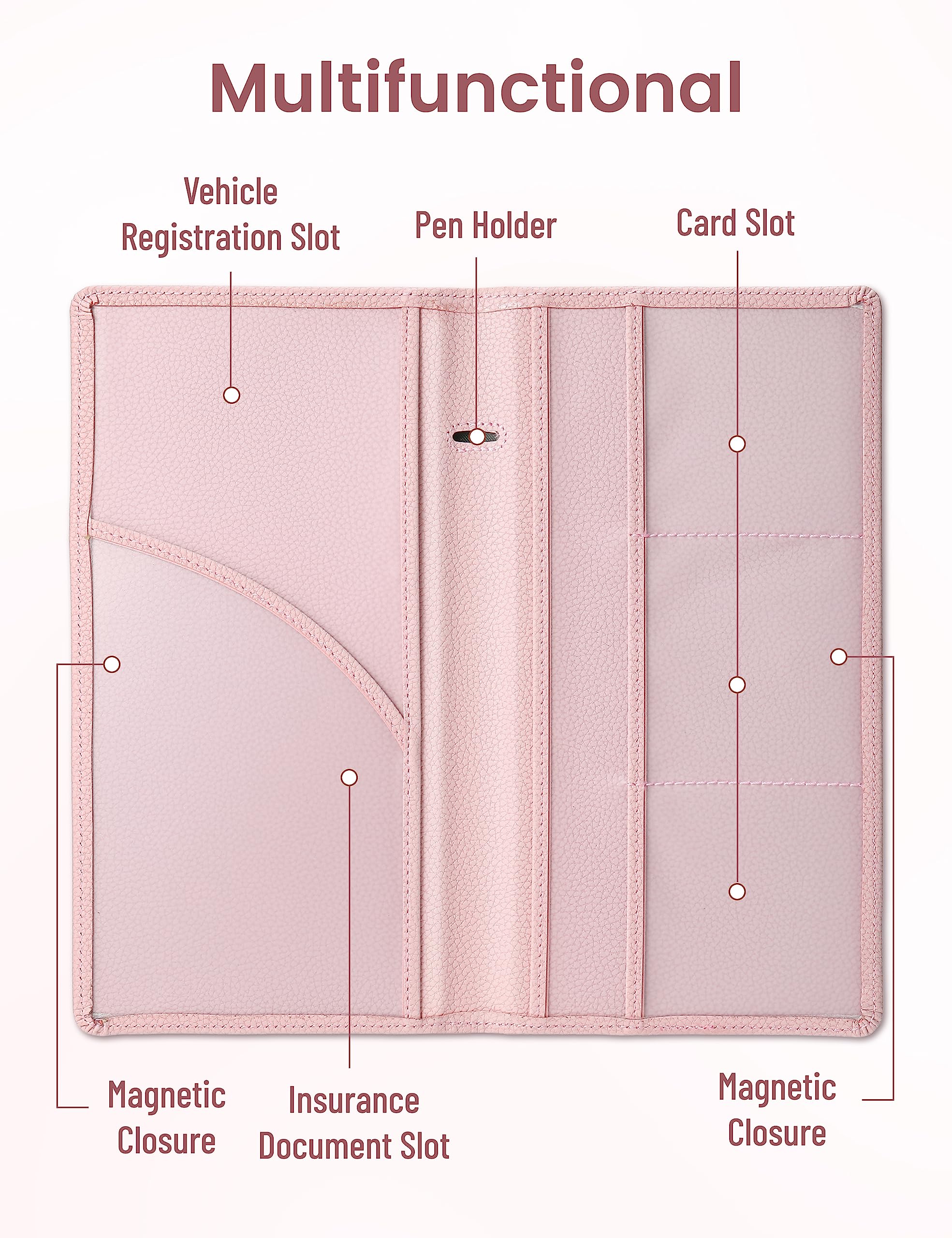Yarnic Car Registration and Insurance Holder, Pu Leather Car Registration and Insurance Card Holder Car Document Holder for Card