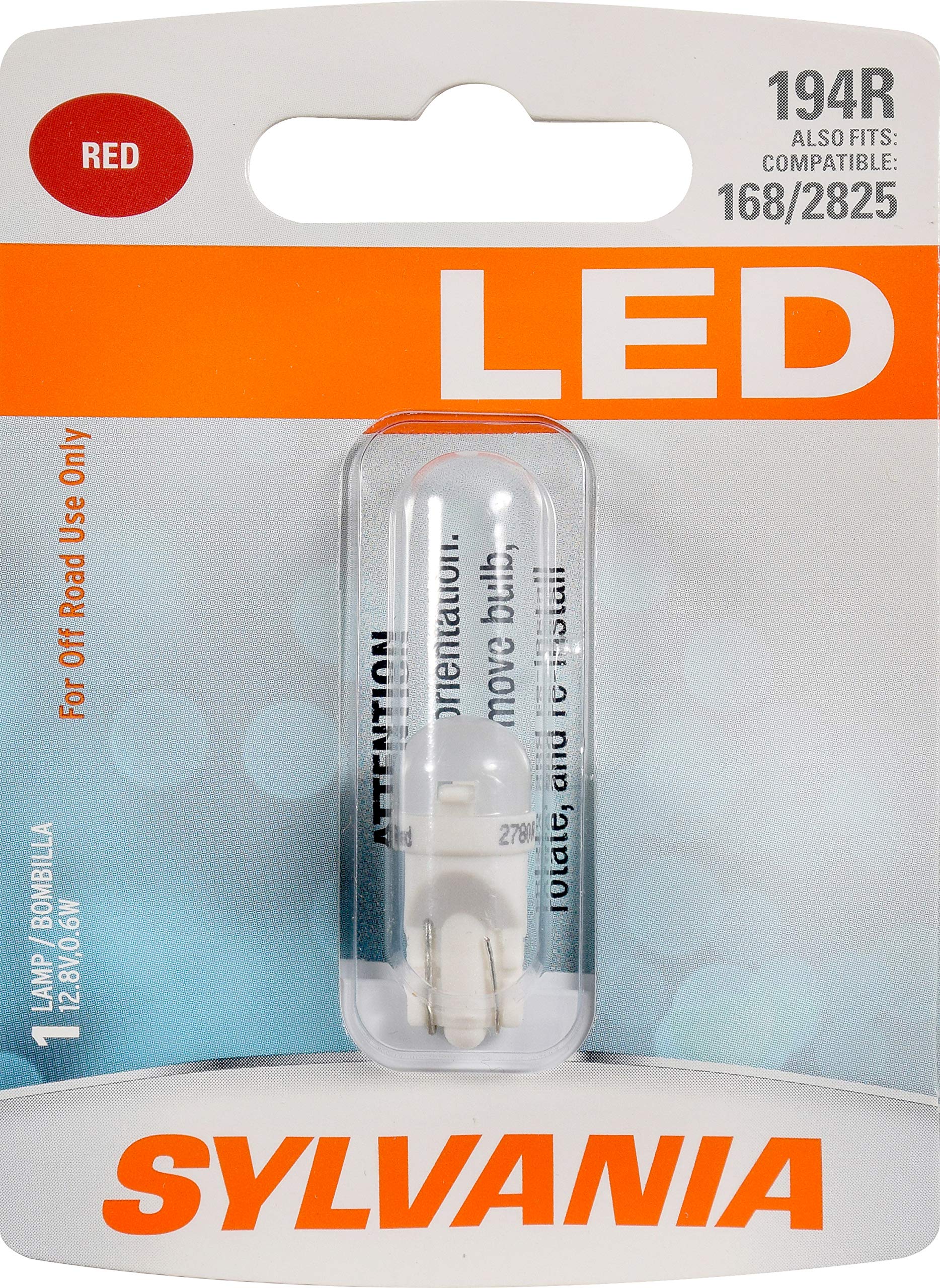 SYLVANIA - 194 T10 W5W LED Red Mini Bulb - Bright LED Bulb, Ideal for Interior Lighting (Contains 1 Bulb)