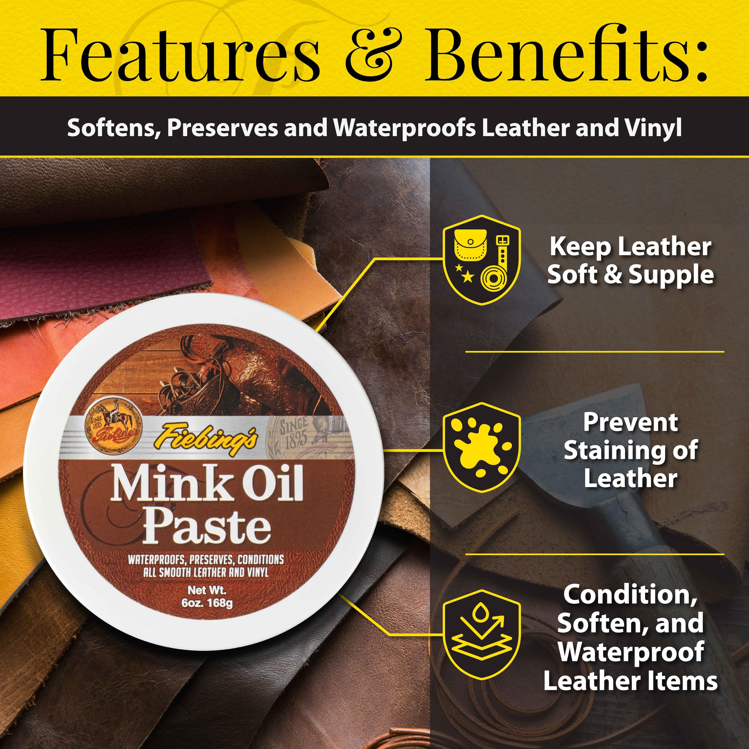Fiebing'S Mink Oil For Leather Boots (6 Oz) - Leather Cleaner & Conditioner - Waterproof, Preserve, Soften All Smooth Leathercra
