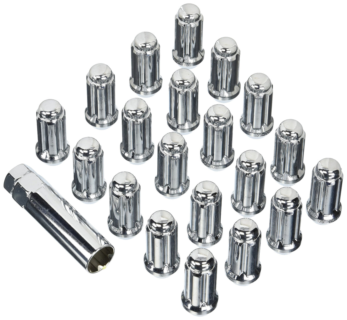 West Coast Wheel Accessories 1/2'' Bulge Acorn Spline Lug Nuts 1.9'' 5 Lug Install Kit Chrome