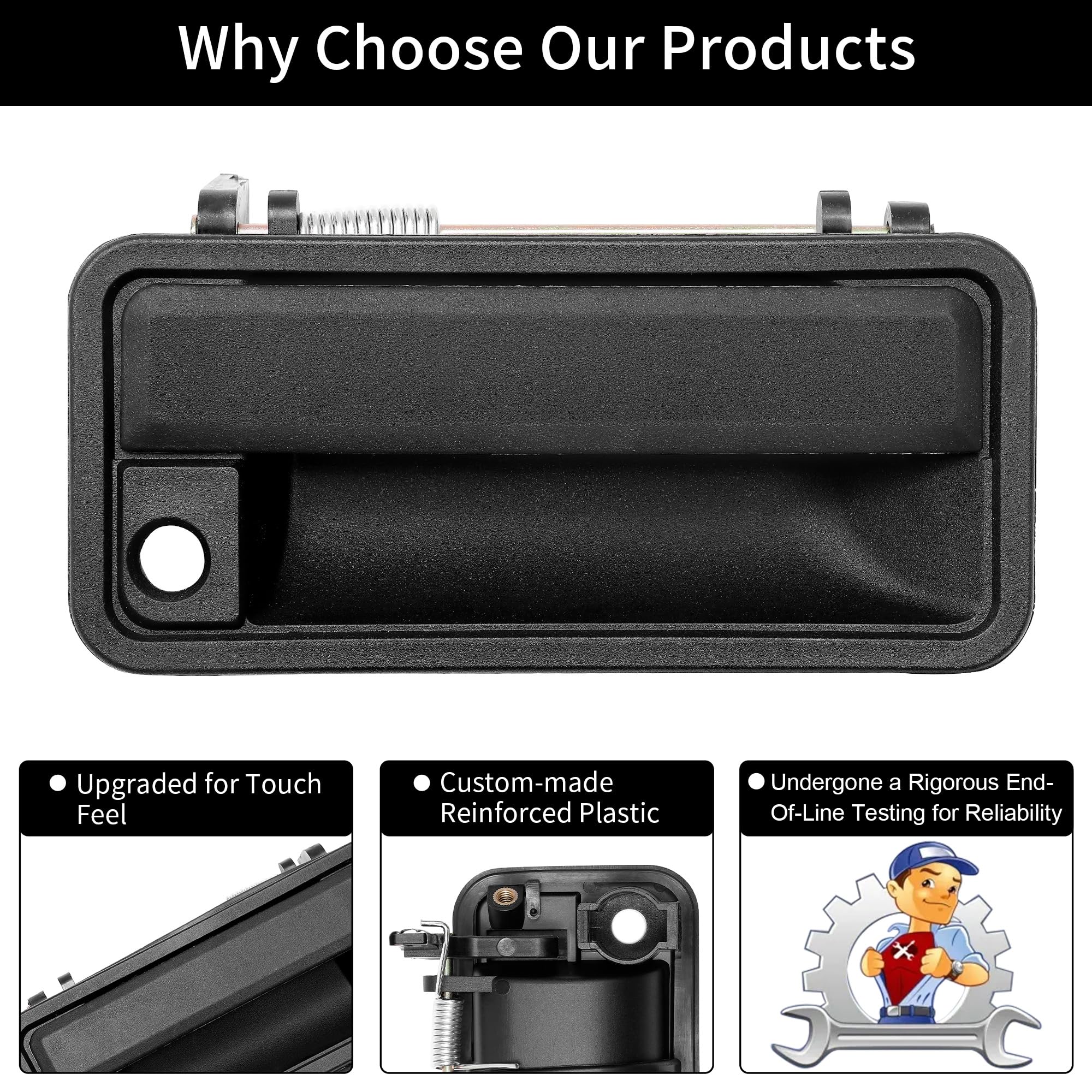 Exterior Door Handle, Front Right Passenger Side, All Plastic, Compatible With 1988-2001 Chevy Gmc K1500 K2500 K3500, C1500 C2500 C3500 Suburban, Tahoe, Yukon, Cadillac 15742230, 77073, Gm1311132