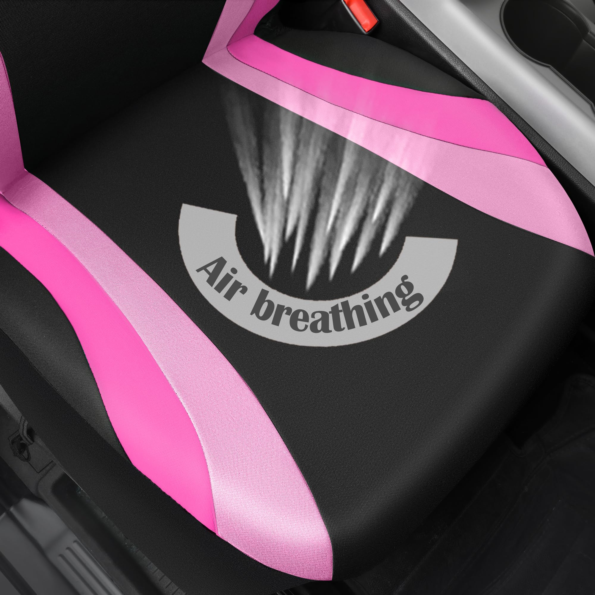 Car Pass Line Rider Sporty Front Seat Covers,Pink Car Seat Covers Two Front Seats Only For Cute Women Girl, Airbag Compatible,Un