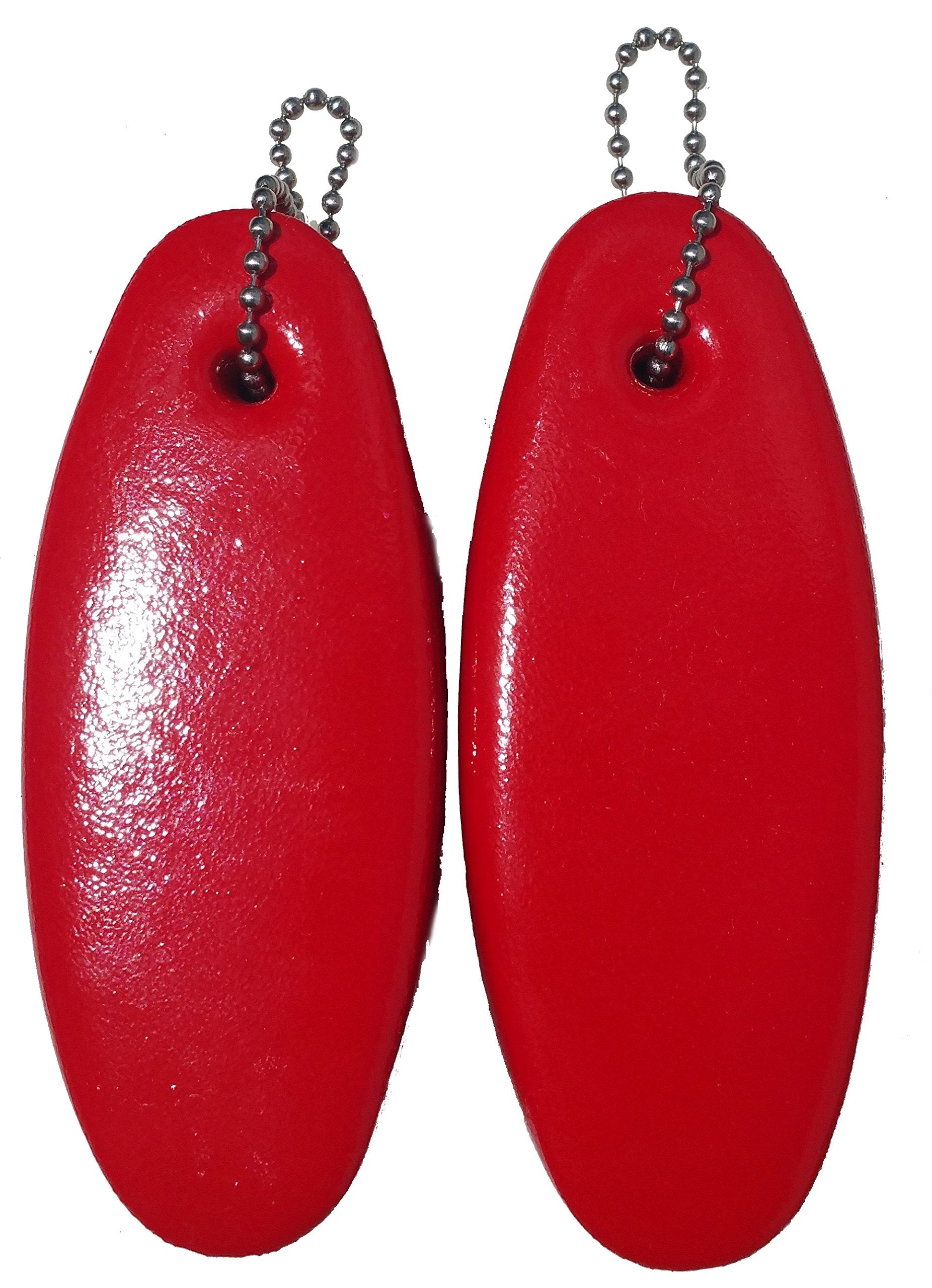2 Pack Jumbo Vinyl Coated RED Floating Keychain Key Floats -Made in The USA- (Red)
