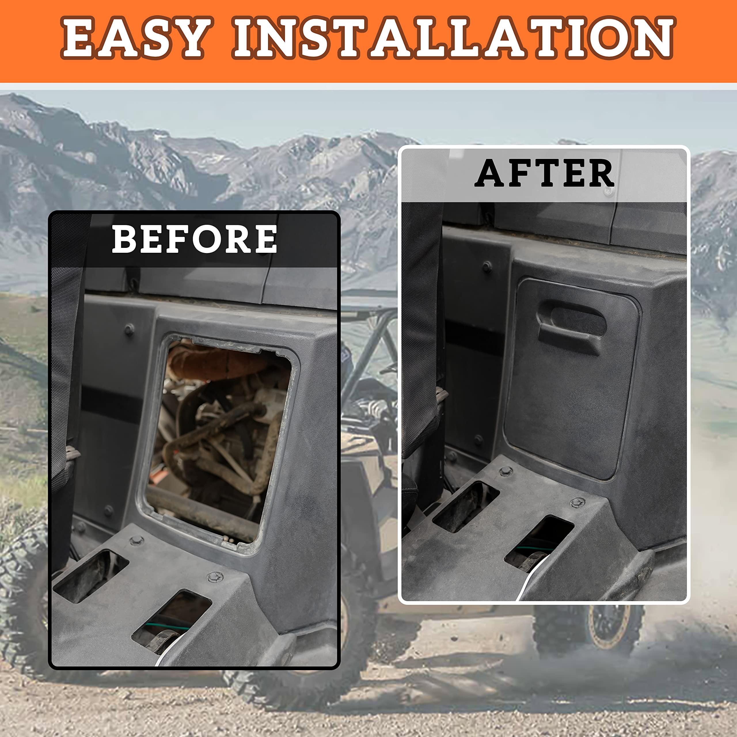 Sautvs Black Engine Access Panel For 2014-2023 Polaris Rzr 4 900, S 1000, Xp 4 1000, Xp Turbo, Trail S 900, Trail S 1000, Ranger Xp 1000 Accessories, Replace #5454122#5452376-070#5439787-070