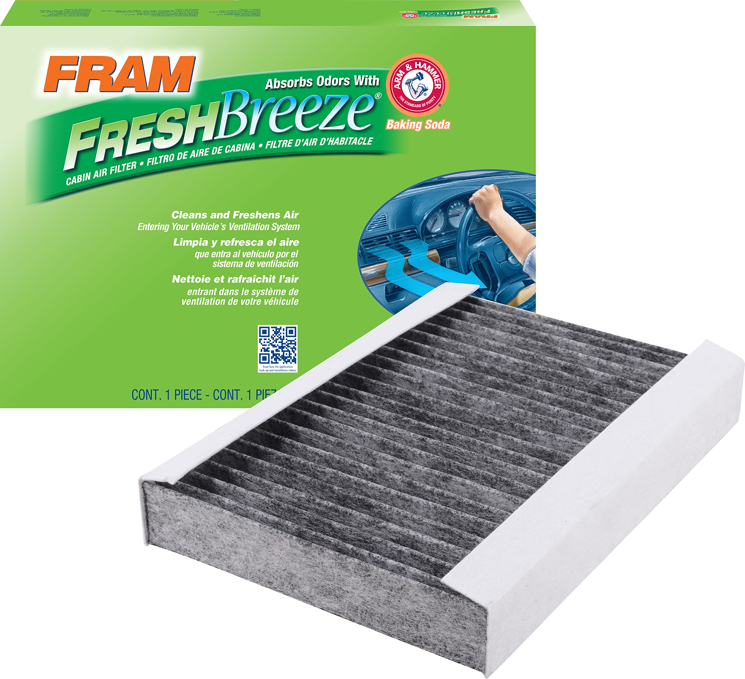 Fram Fresh Breeze Cabin Air Filter With Arm & Hammer Baking Soda, Cf11810 For Jeep / Fiat Vehicles