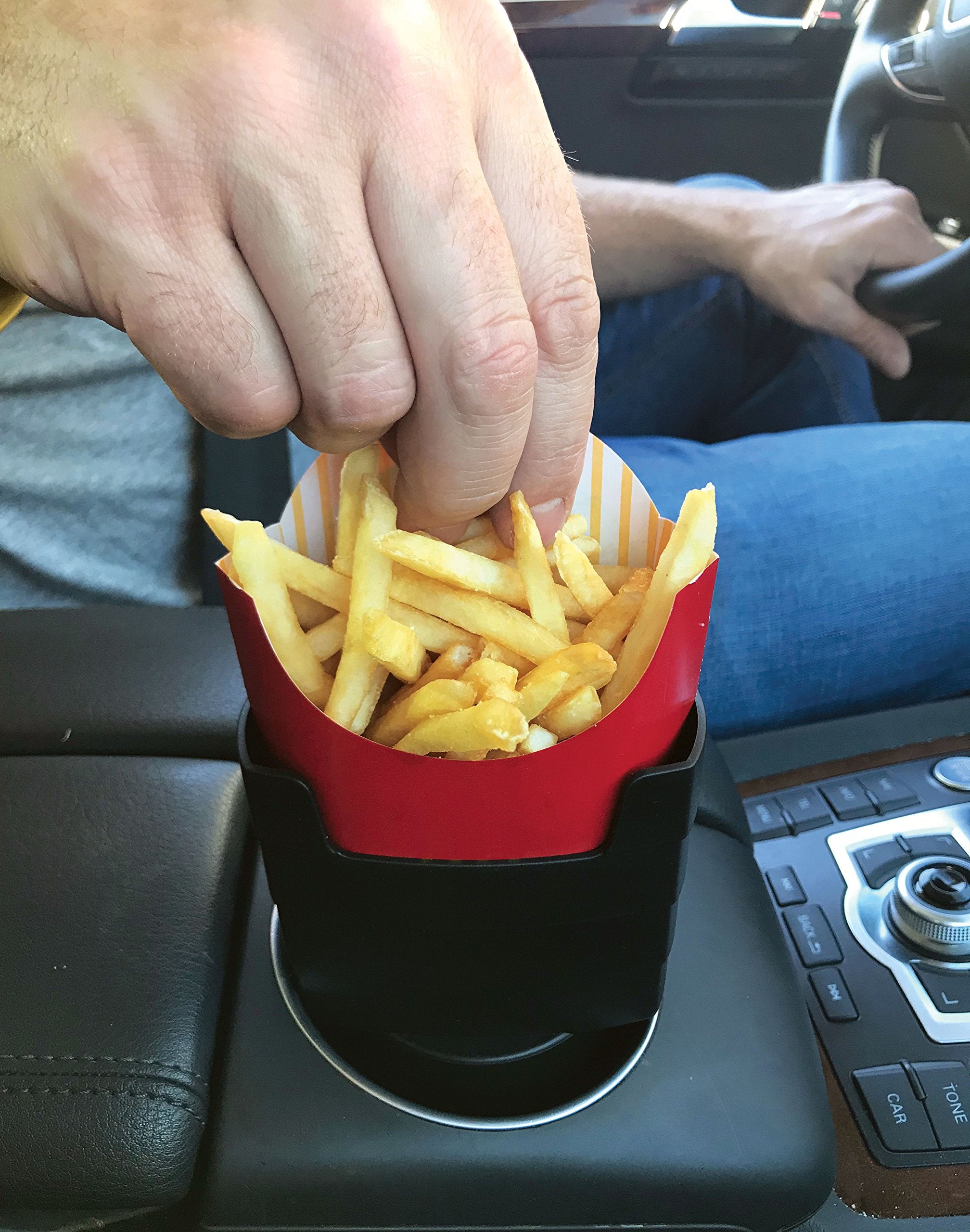 Maad 'Fries On The Fly' Universal Car French Fry Holder For Cup Holder - Perfect White Elephant Gift Idea, Stocking Stuffer