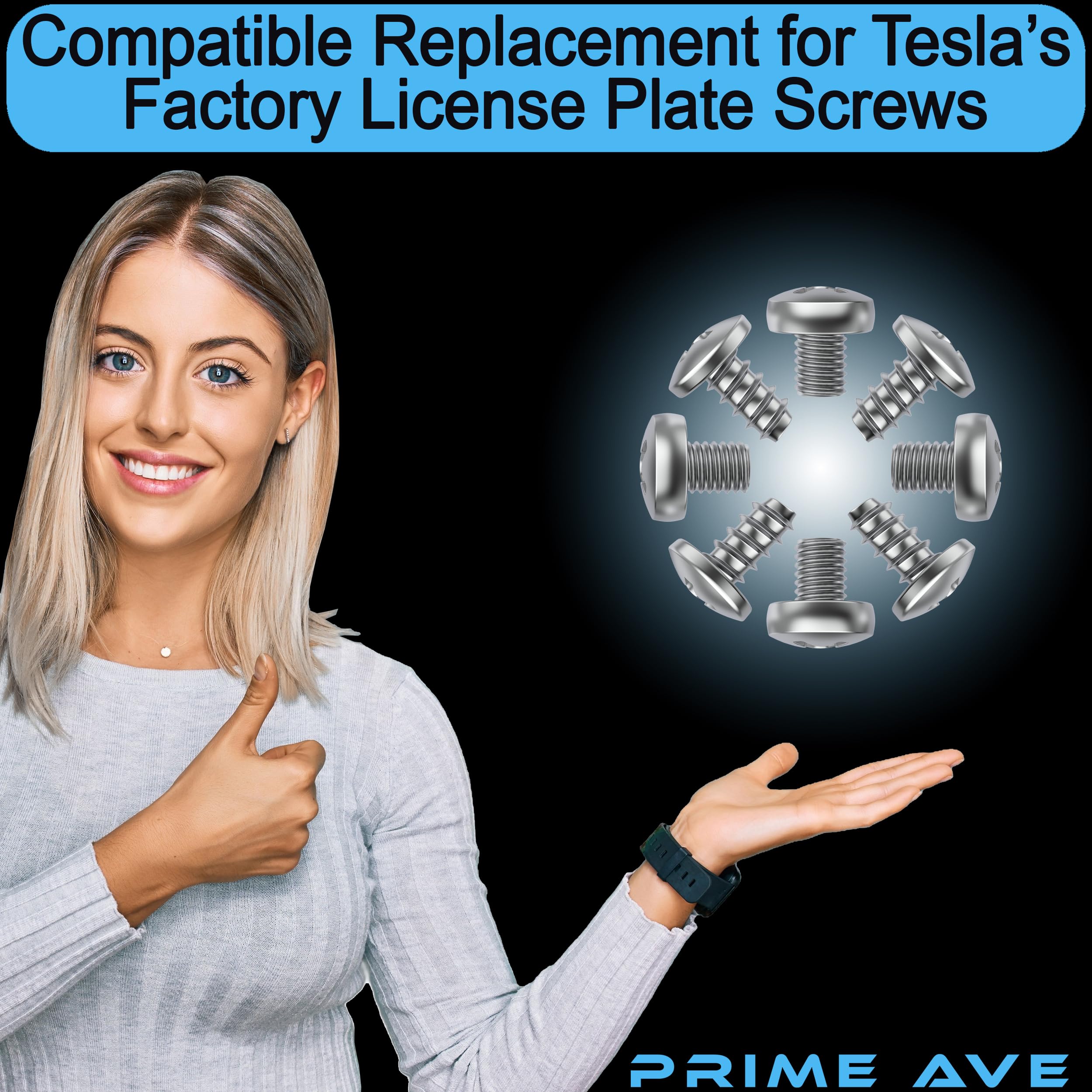 Prime Ave Stainless Steel License Plate Screws For License Plates, Frames, Covers- Rust Proof Rear & Front Licence Plate Screw S