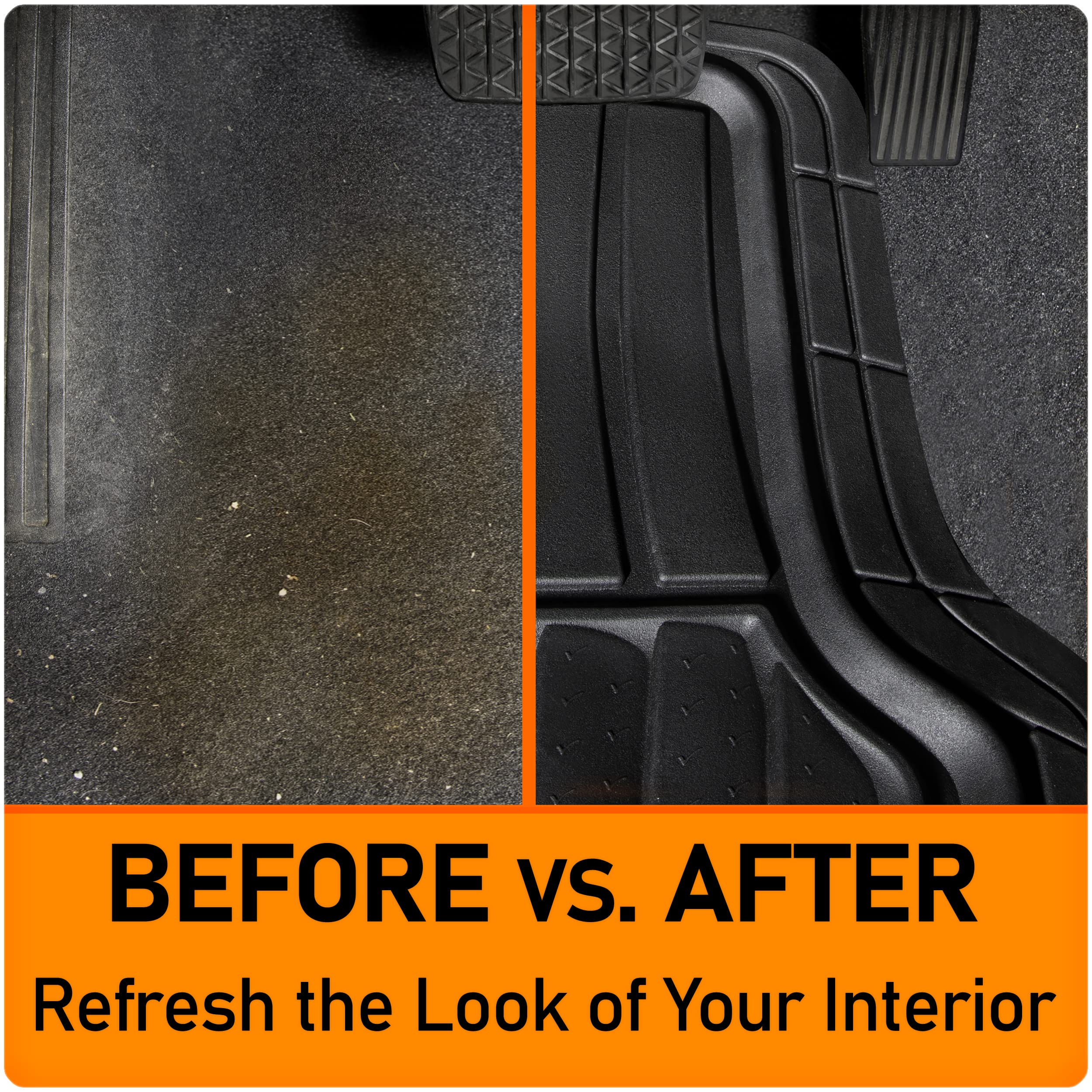 Armor All 4-Piece Rubber Floor Mats, All-Weather Protection, Universal, Trim To Fit Front, Back, Full Coverage Custom Fit Mats F