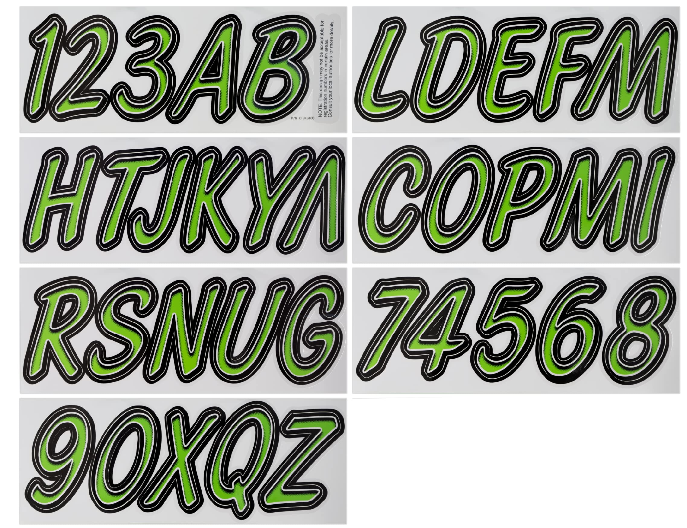 Hardline Products Series 400 Factory Matched 3-Inch Boat & Pwc Registration Number Kit, Kiwi/Black - Kibkg400