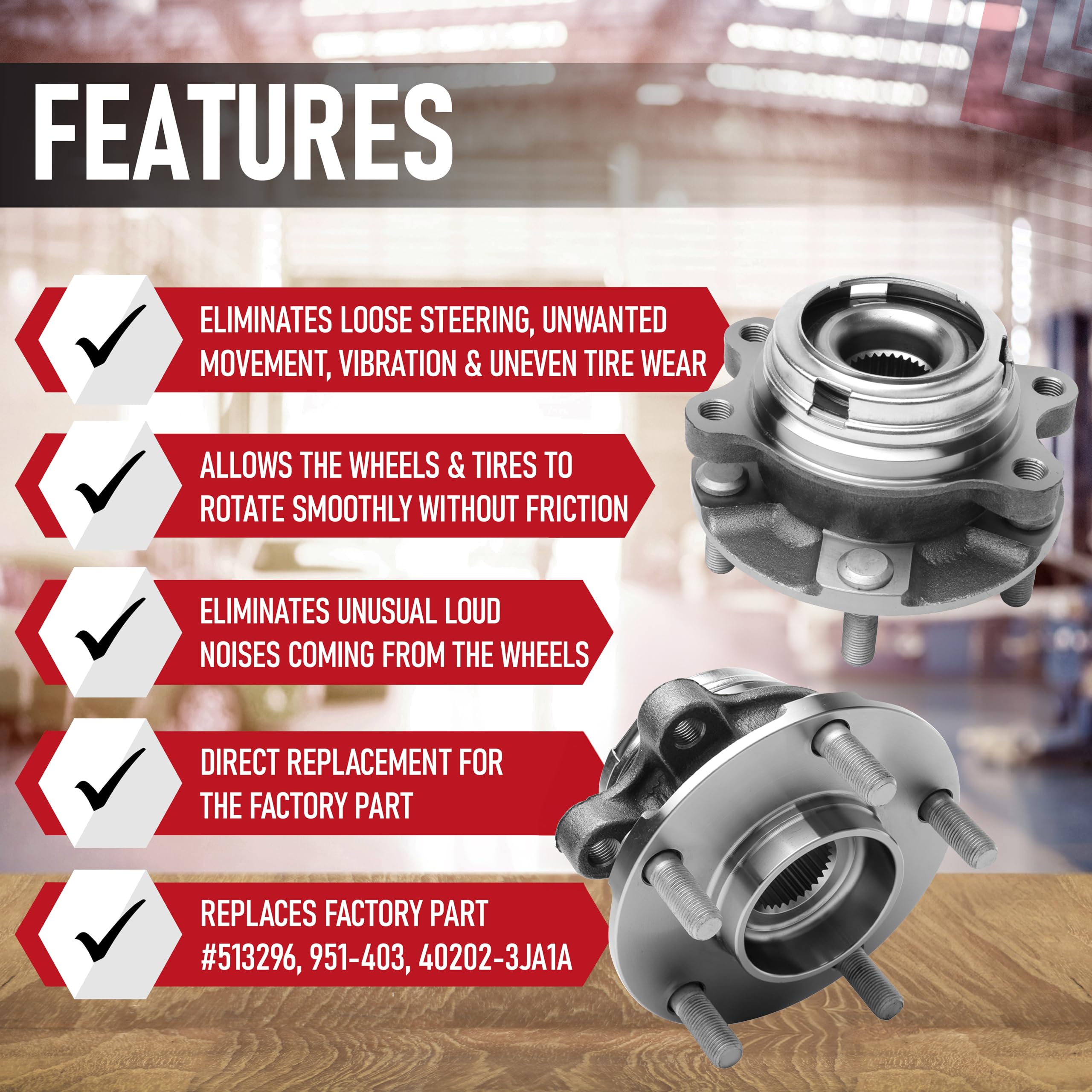 Front Wheel Hub Bearing Assembly Replacement Set Of 2 By Aa Ignition - Compatible With Infiniti & Nissan - Qx60, Altima, Maxima