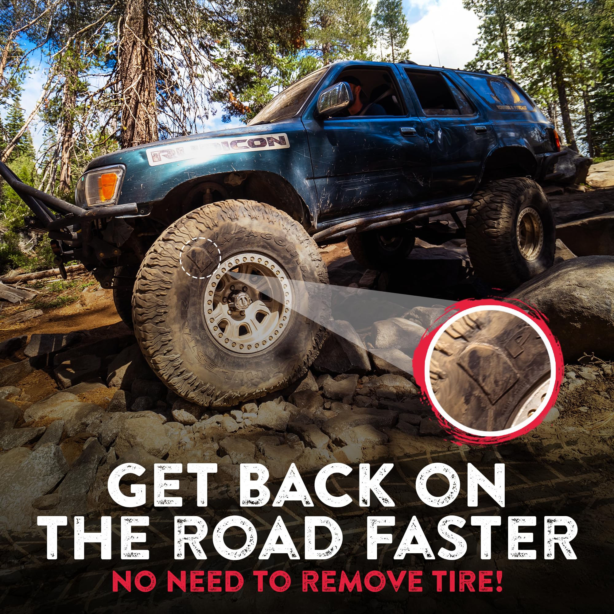 Gluetread Complete Off-Road Tire Repair Kit | Repair Any Kind Of Tire Puncture | Includes Sidewall Tire Repair Patches, Plugs An