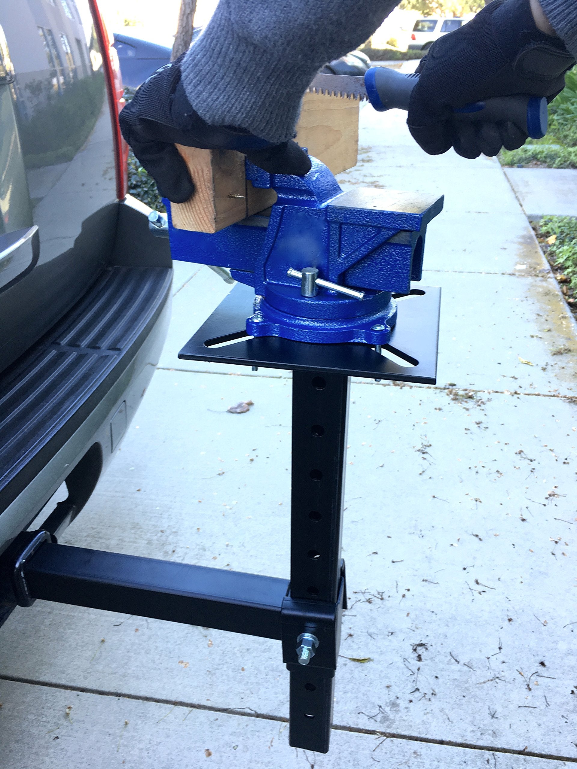 MaxxHaul 80356 Hitch Mount Vise Plate Holder With Adjustable Height - Fits 2 inch x 2 inch Receiver With Standard Mounting Vise Plate