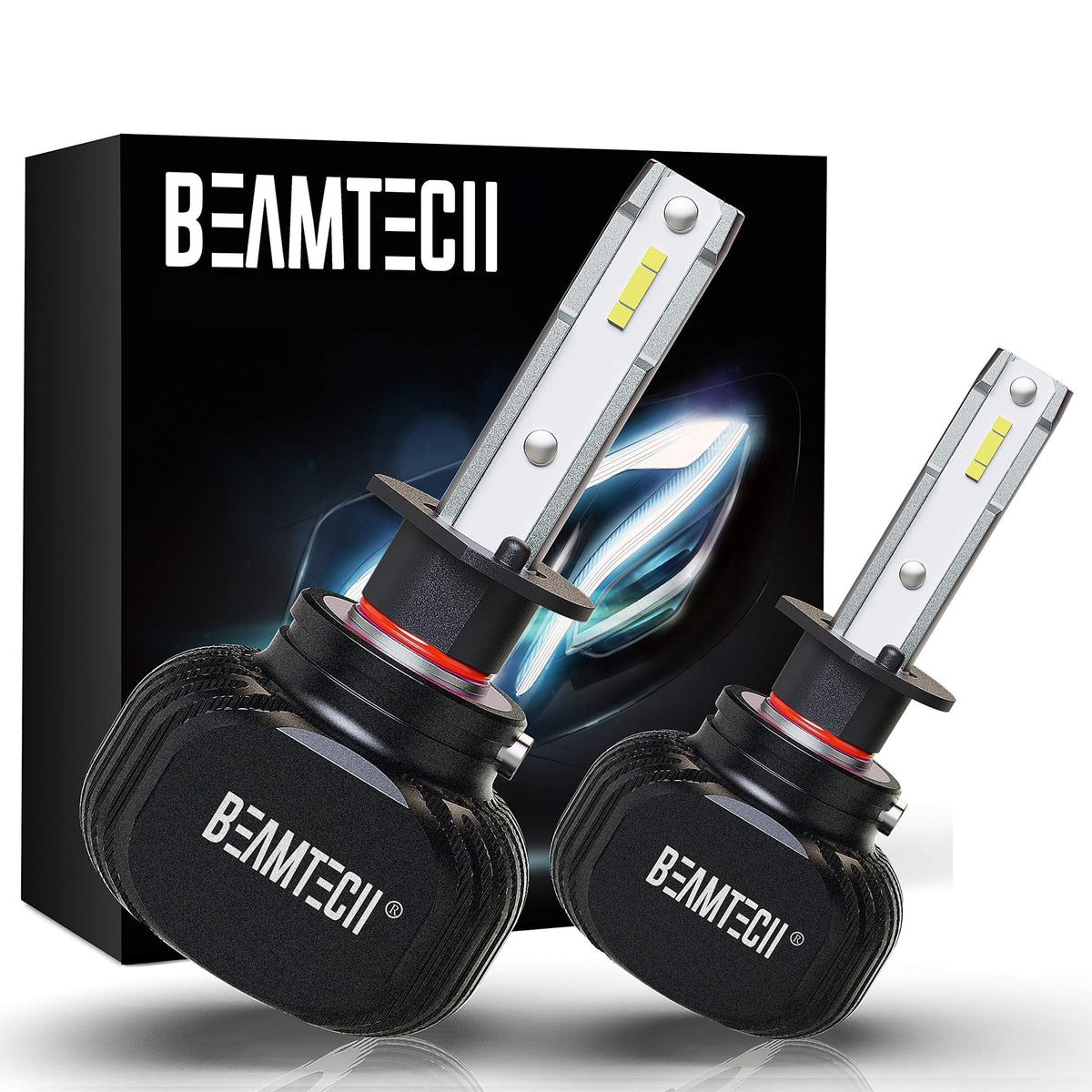 Beamtech H1 Light Bulbs, S1 Series Fanless Fog Light 300% Brighter 6500K Xenon White, 2 Bulbs