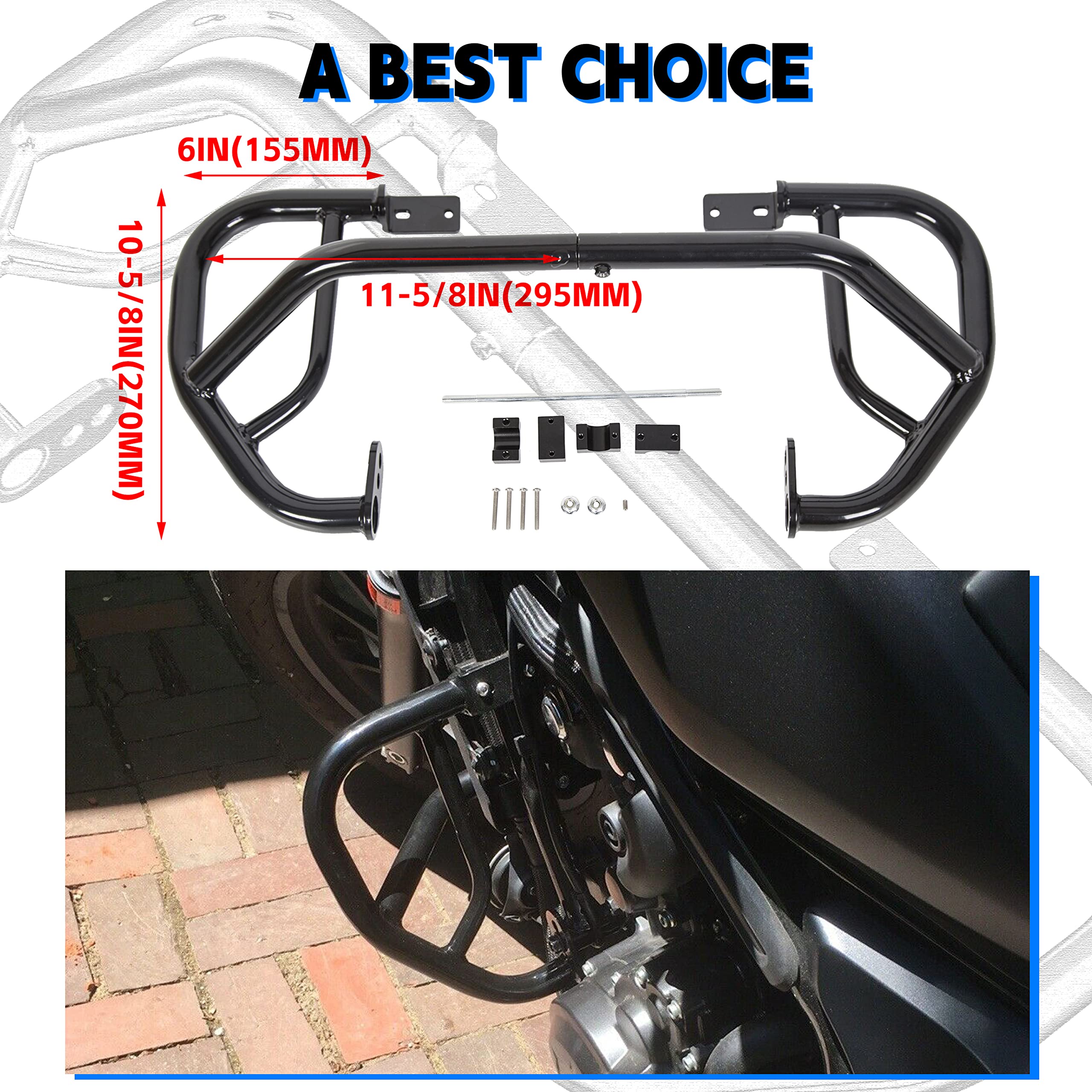 Ecotric Engine Guard Highway Crash Bar Protector Compatible With 2017-2023 Honda Rebel 300 Cmx300 / 2017-2024 Rebel 500 Cmx500 M