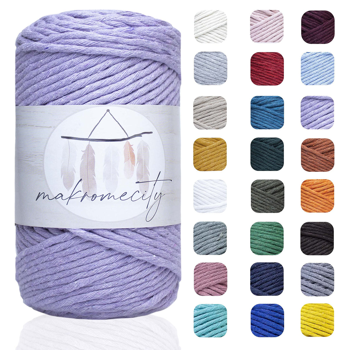 Makromecity, Single Strand Macrame Cord (3 Mm X 328 Feet) 3Mm Single Strand Lilac Cotton Cord For Macrame Art  Crafts For Wall H