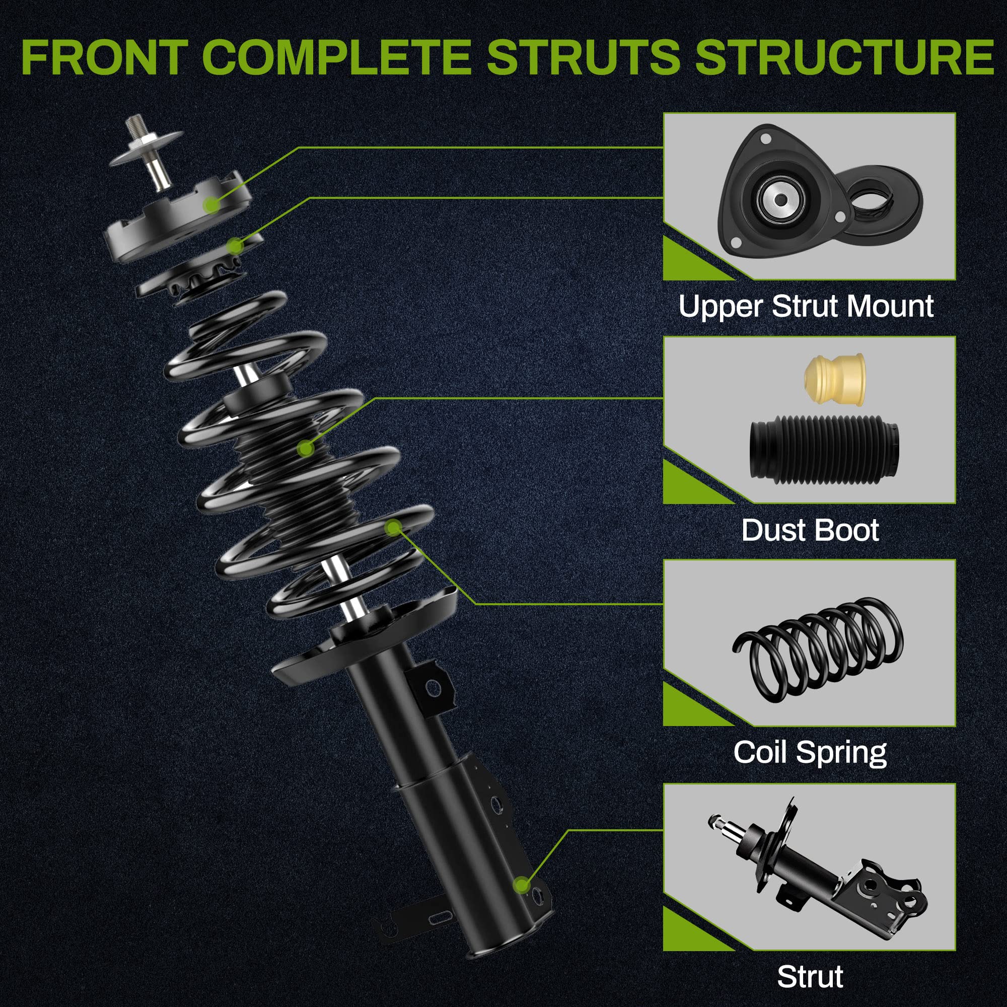 Autosaver88 Front Pair Complete Quick Struts Compatible With 2010-2016 Buick Lacrosse 2010 Buick Allure