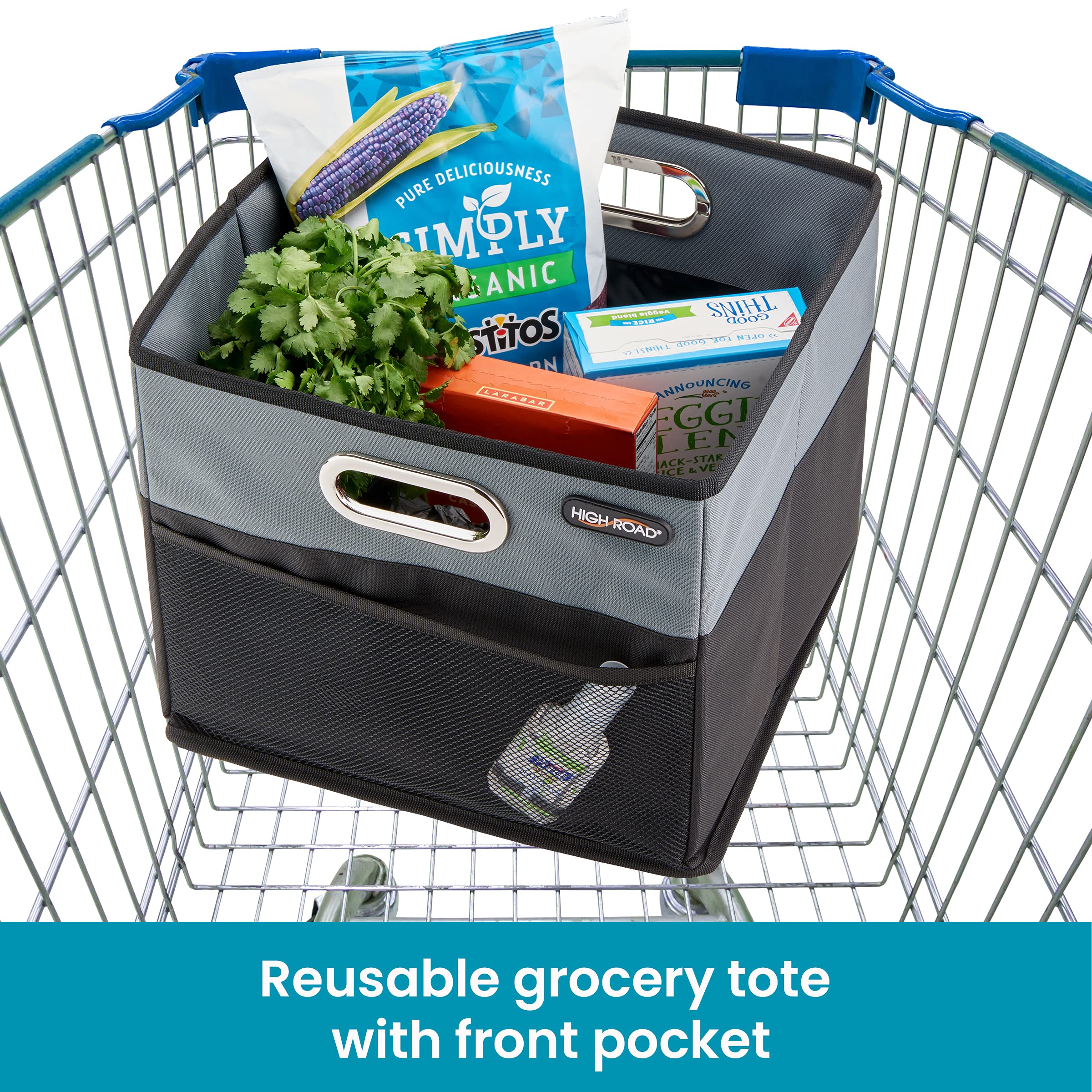 High Road Cargocube Car Storage Bin - Leakproof Car Trunk Storage Organizer With Metal Handles And Front Mesh Pocket, 12X12 Inch