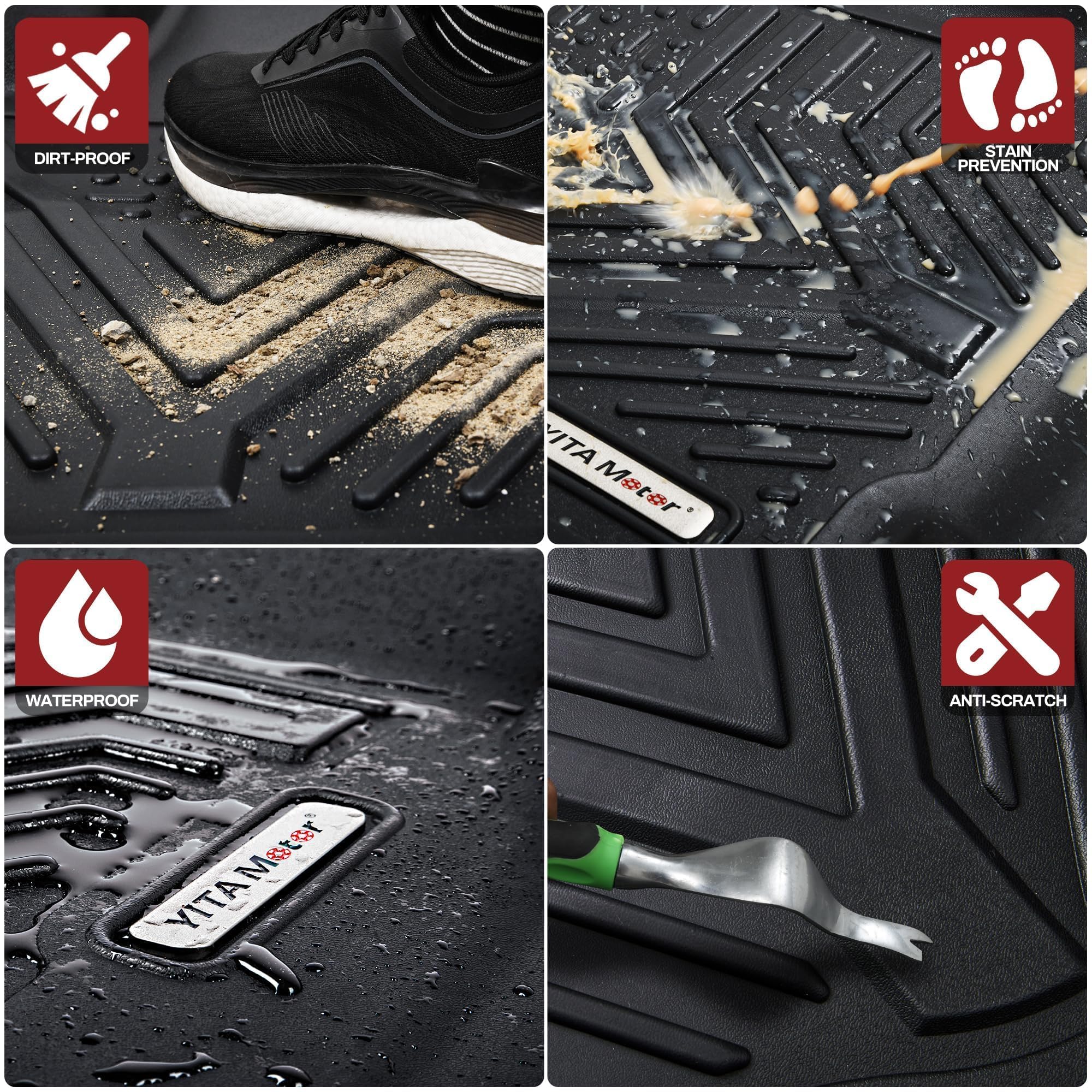 Yitamotor Floor Mats Compatible With 2007-2013 Silverado 1500/ Sierra 1500, 2007-2014 Silverado/Sierra 2500/3500 Hd, 1St & 2Nd R