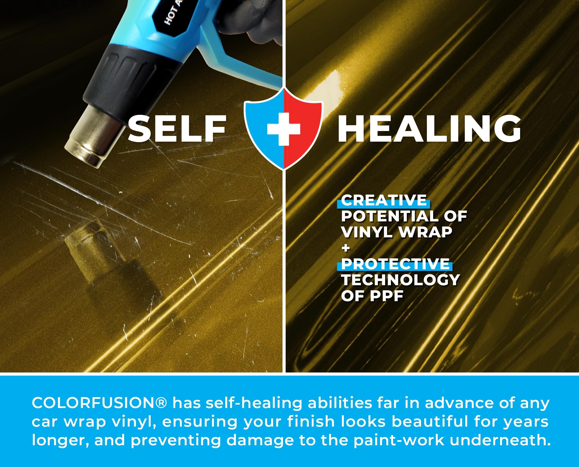 Colorfusion Ppf By Vvivid, Gloss Midnight Sun Dry Apply Ppf Vinyl Car Wrap Roll 60Ft X 5Ft