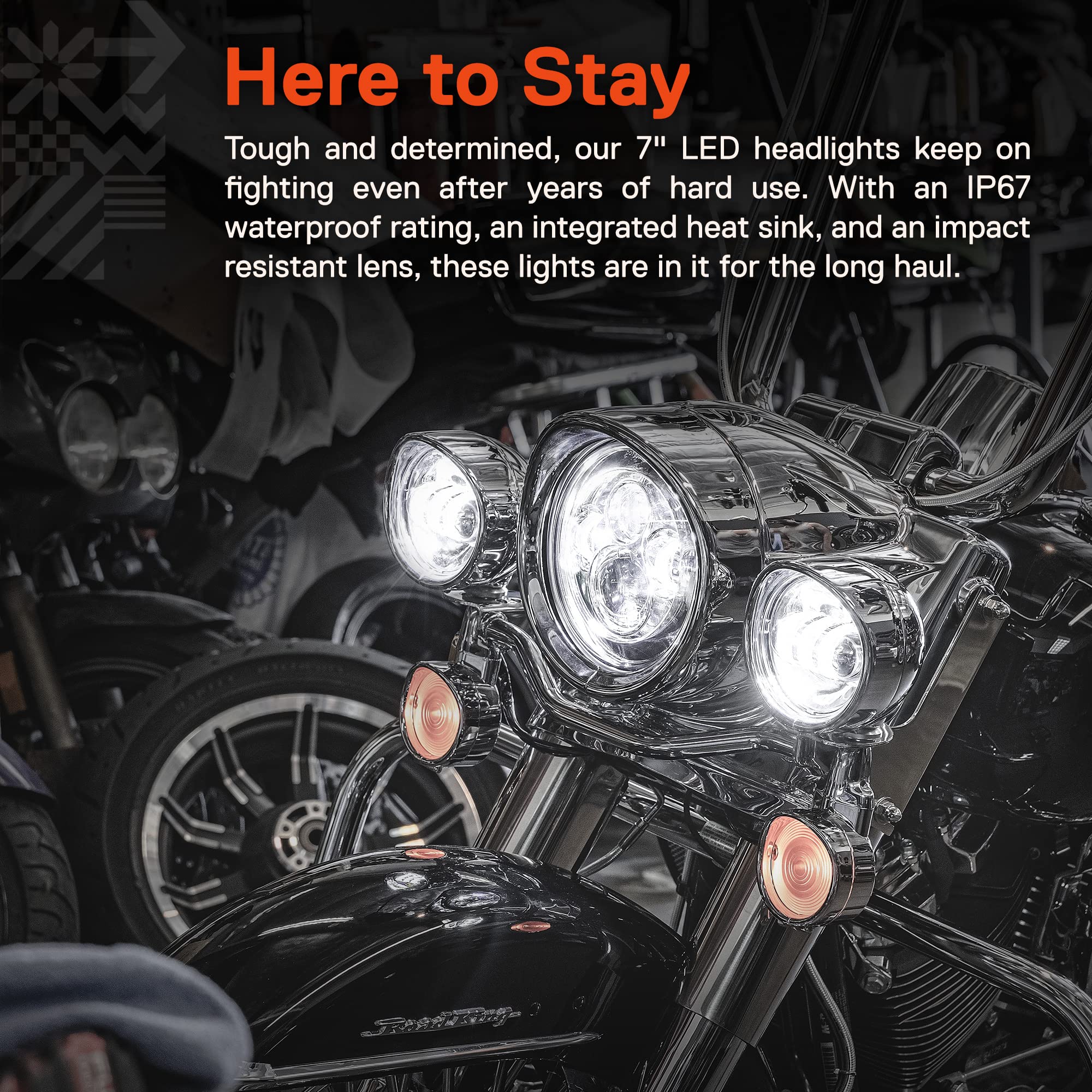 TRUE MODS 7' LED Harley Head Light [Chrome-Finish] [HALO DRL] [4500 Lumen] [H4 Converter Plug] [Built-In CANBus] Headlight for Harley Davidson Road King Glide Street Glide Electra Glide