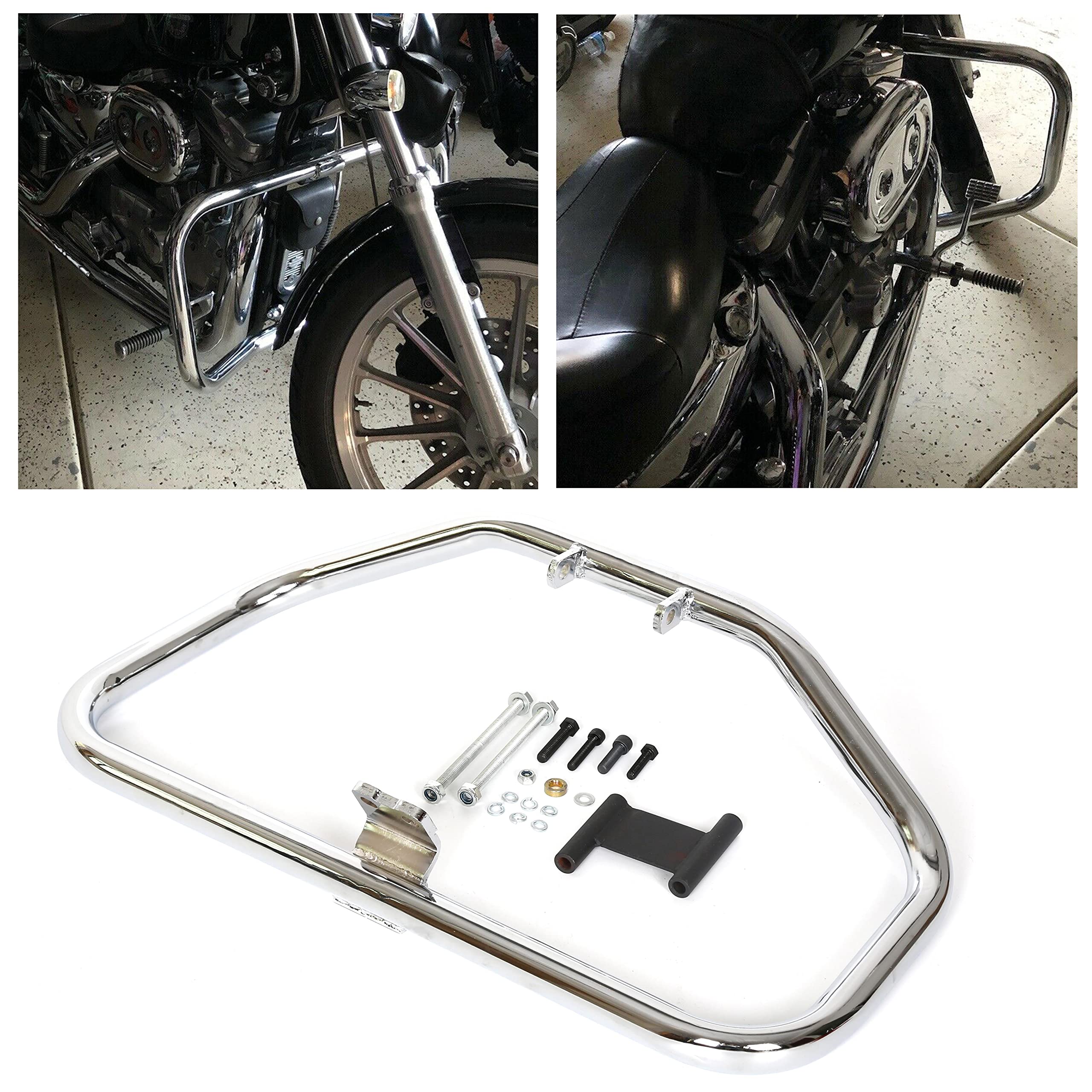 Ecotric Engine Crash Bar Compatible With 1986-2003 Harley Sportster 883 Xlh883; 1996-2003 1200 Custom Xl1200C Sport Xl1200S; 198