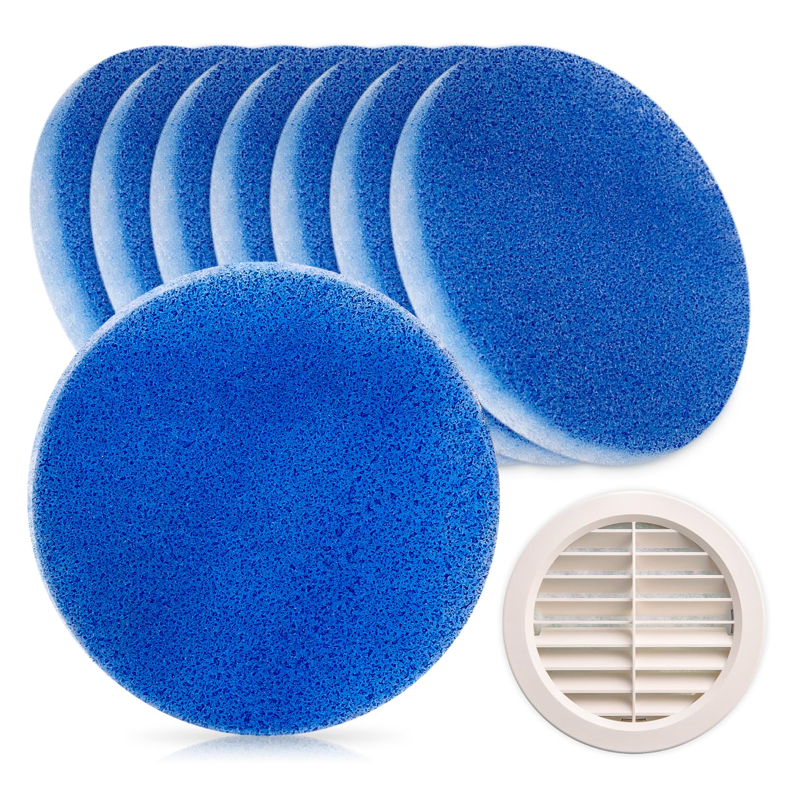Luxlead Rv Ac Filters (8 Pack) 5.25    Diameter Round Air Duct Filter Replacement Merv 6 For Airflow System Of Motorhome, Blue