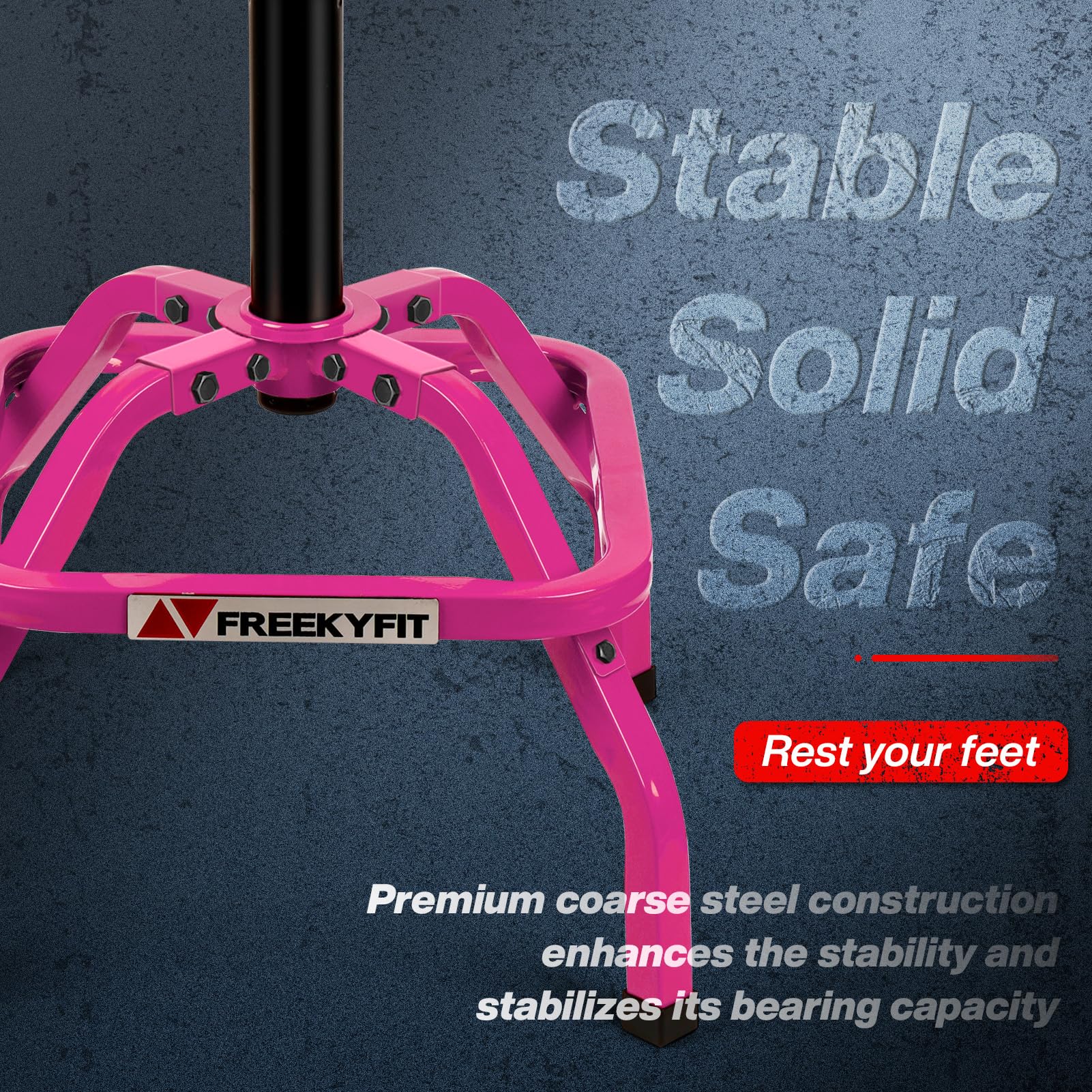 FreekyFit Garage Stool, Adjustable Height Swivel Work Mechanic Shop Stool with Backrest, Pneumatic Shop Chair for Home, Workshop