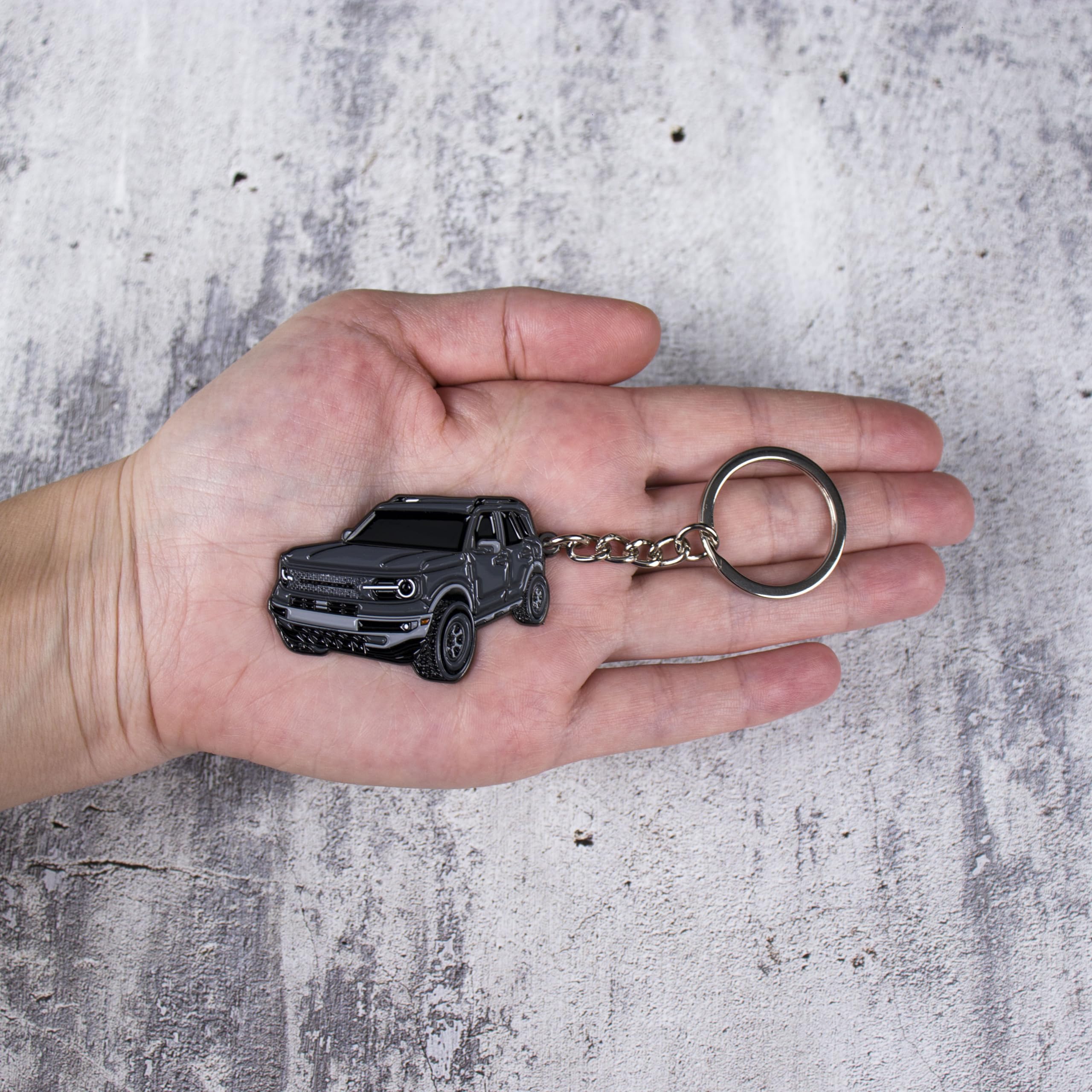 Four Wheel Beast Bronco Sport Keychain Compatible With Ford Bronco Accessories 2023 2024 4 Door Key Chain (Carbonized Gray)
