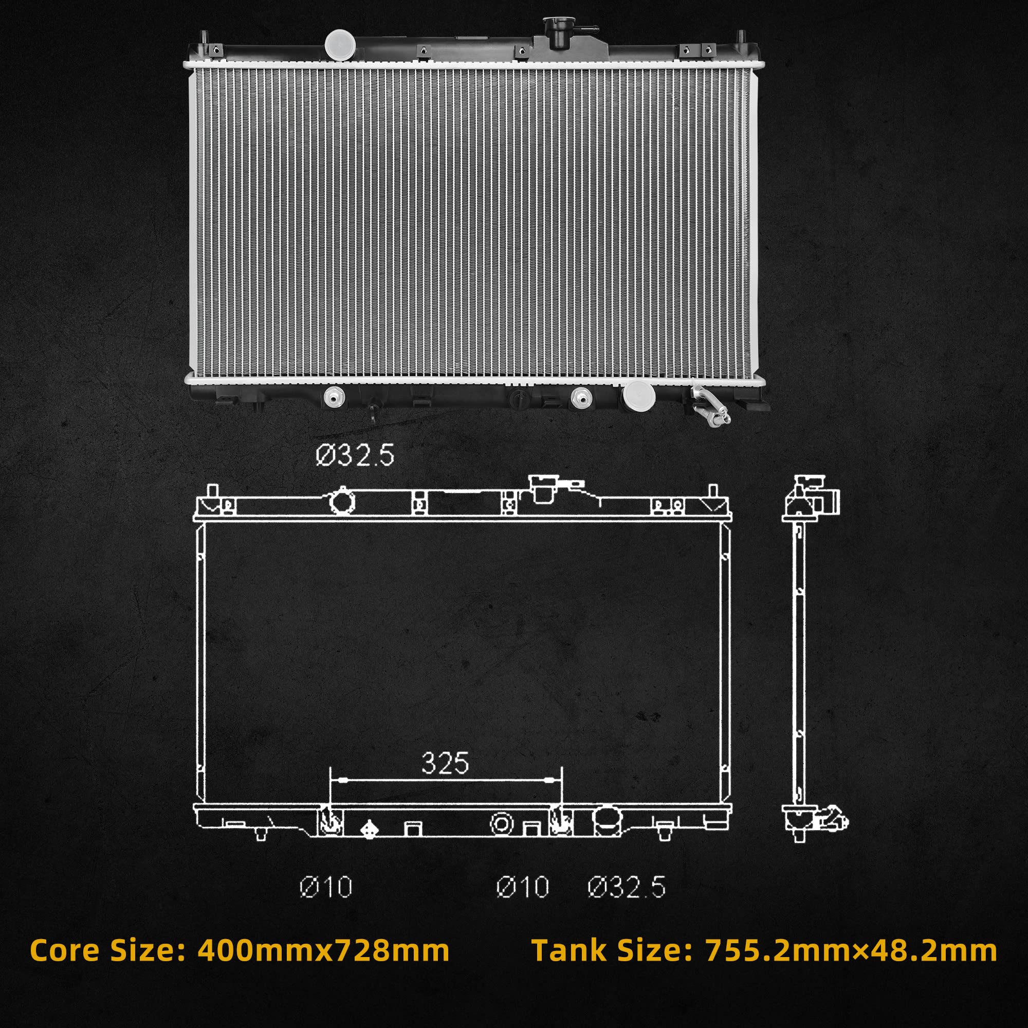 Dwvo Radiator Complete Radiator Compatible With 2002-2006 Crv Element, Eng K24A1/K24A4, 19010Paaa51, 19010Paaa53, 19010Paaa03