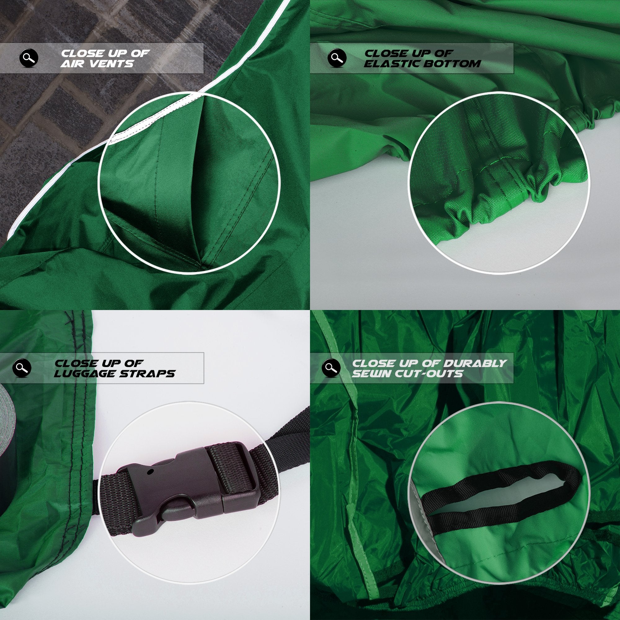 Nuzari Heavy Duty Motorcycle Cover - Motorcycle Covers Waterproof Outdoor Storage - Dirt Bike Covers (Hunter Green, Xx-Large)