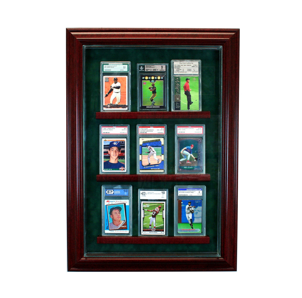 Perfect Cases 9 Graded Trading Card Cabinet Style Display Case With Hinged Door And Suede Backing