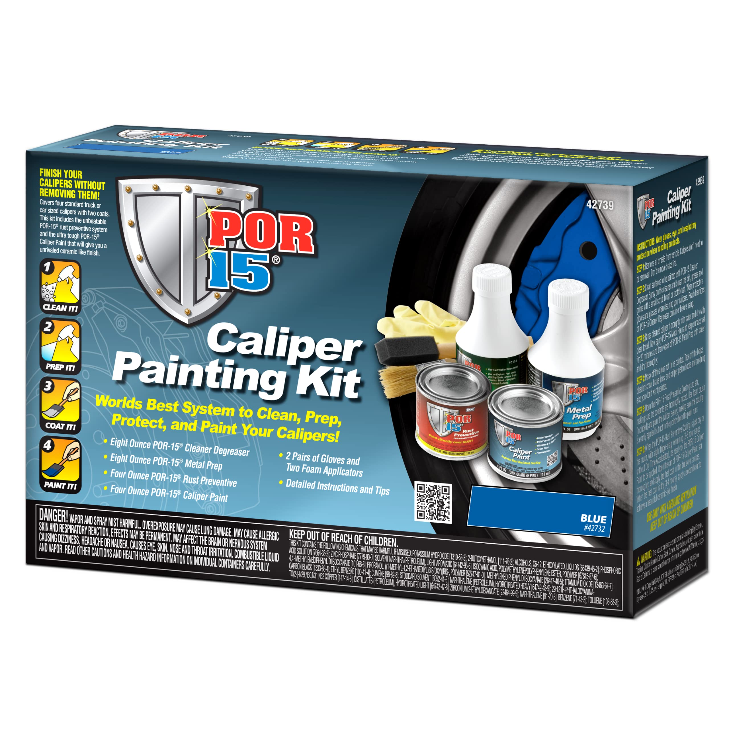 Por-15 Caliper Painting Kit, Clean, Prep And Paint Brake Calipers, Blue