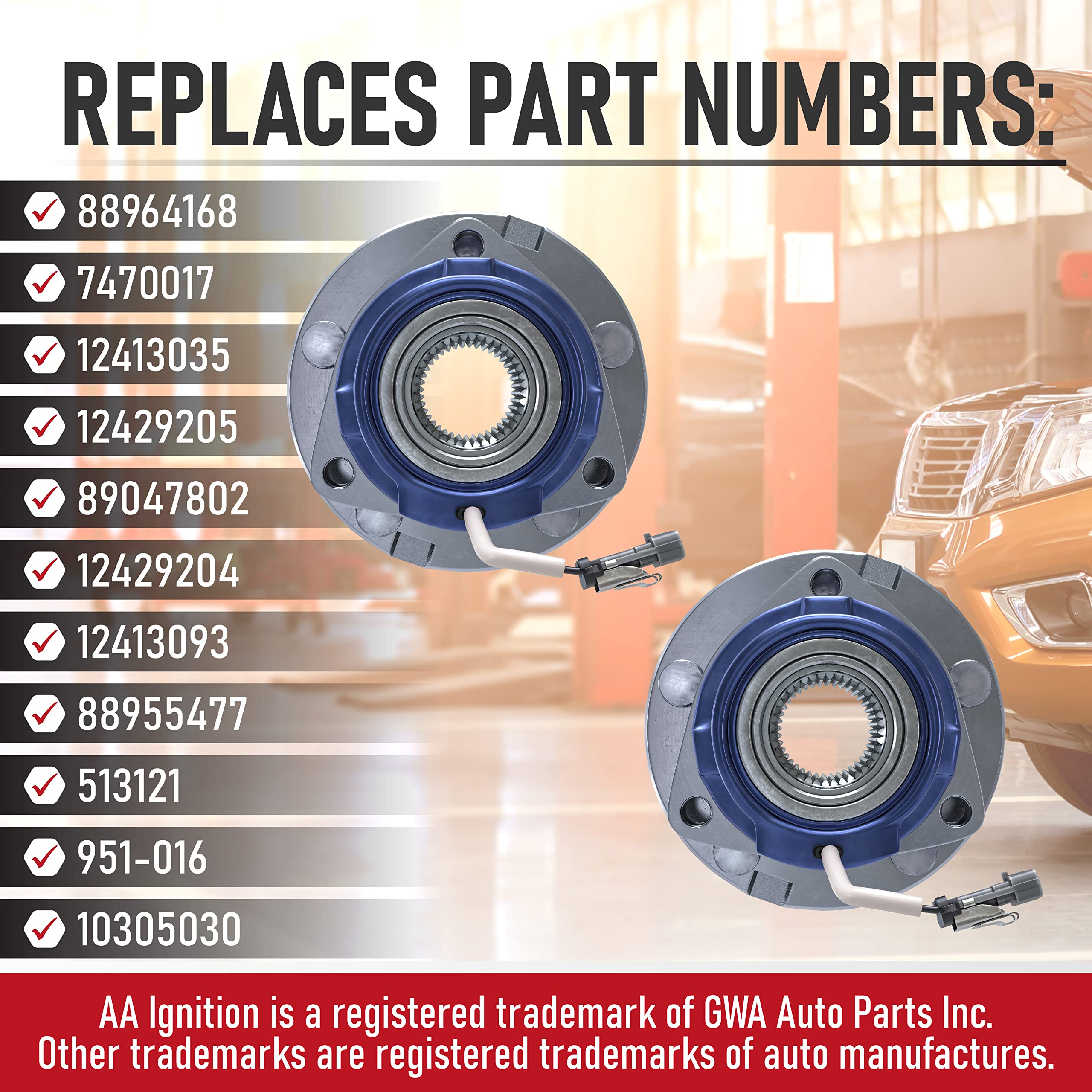 Front Wheel Bearing - Set Of 2 - Compatible With Chevy, Buick, Cadillac, Oldsmobile, Pontiac - Impala, Monte Carlo, Century, Gra
