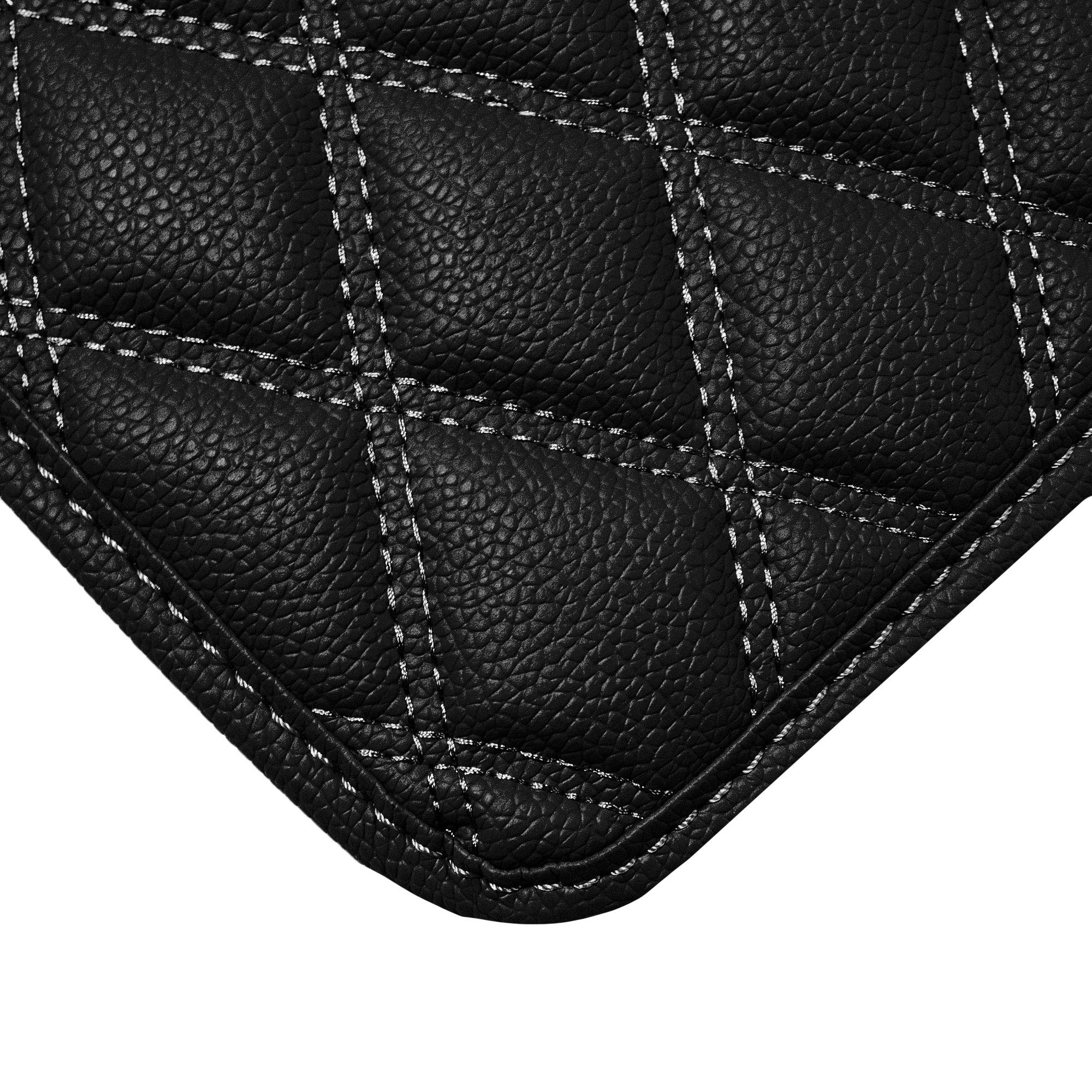Fh Group F16501 Deluxe Heavy-Duty Faux Leather Multi-Purpose Cargo Liner, Diamond, 46   , Black Color W. Gift- Fit Most Car, Tru