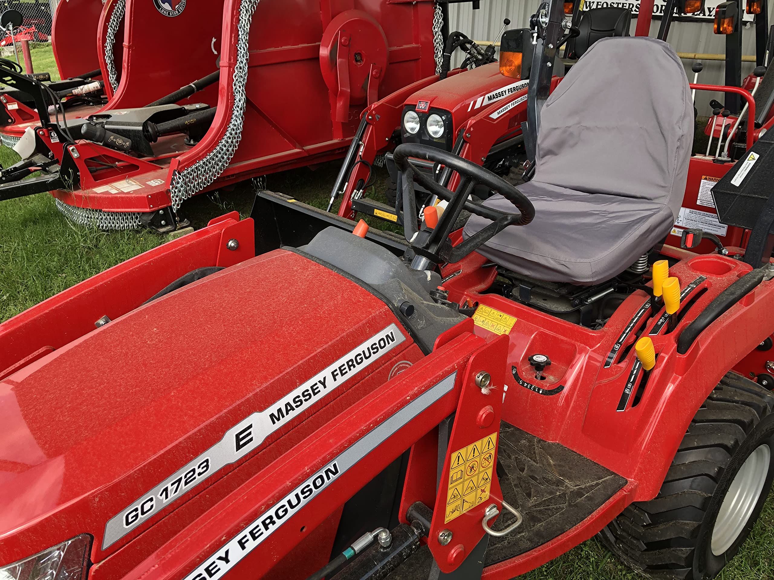 Durafit Seat Covers Compatible with Massey Ferguson Tractors with high Back seat with no armrests Gray