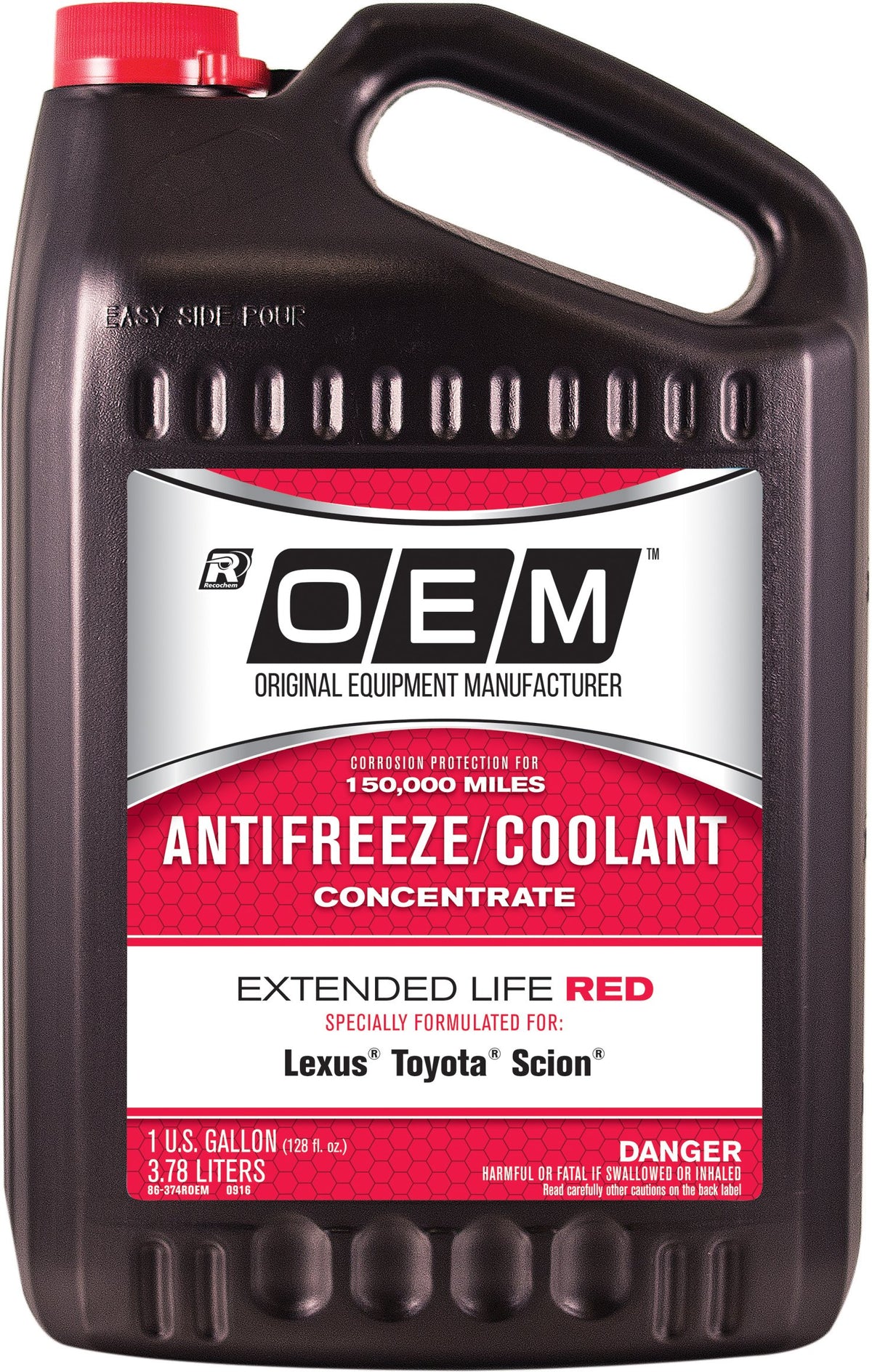 Recochem Oem 86-374Roem-4Pk Red Premium Antifreeze Concentrate Extended Life Red, 1 Gallon, 4 Pack