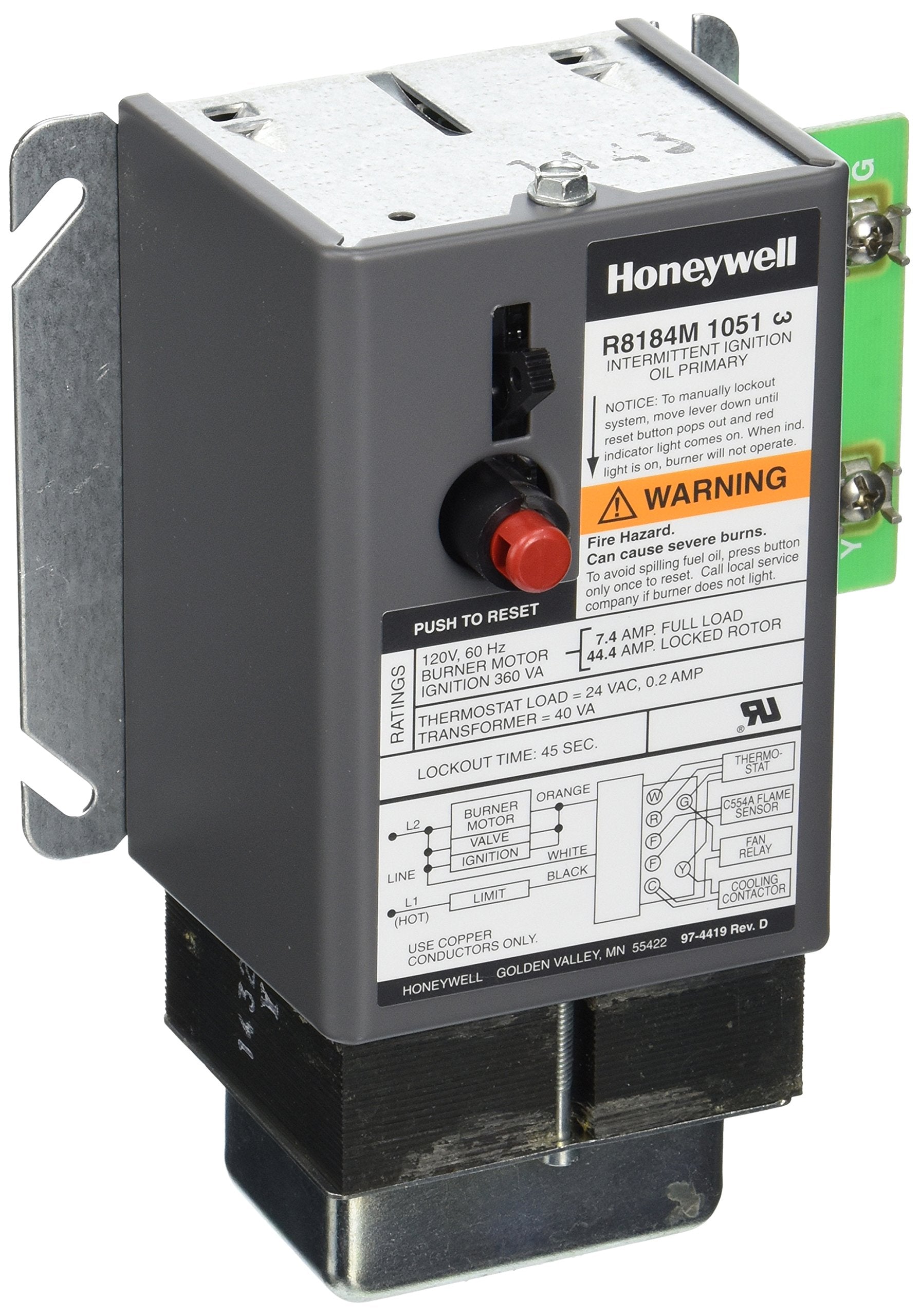 Honeywell R8184M1051 Relay Oil Burner Control 45 Sec