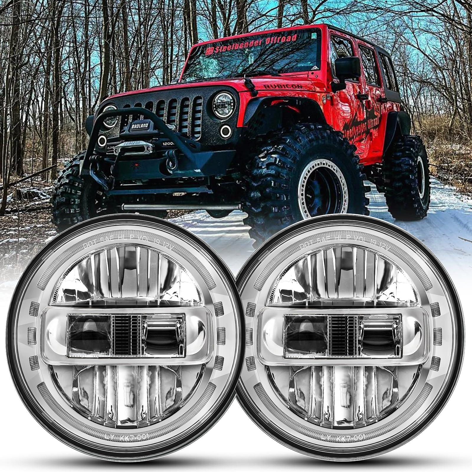 Audexen Upgraded 1200% Bright 7 Inch Led Headlights Round Jk 7'' Headlight Compatible With Jeep Wrangler Jk Jku Lj Tj 1997-2018